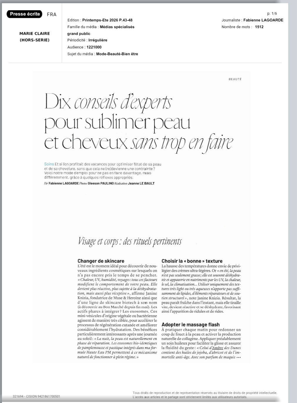 marie claire supplement printemps ete 2026 page 1