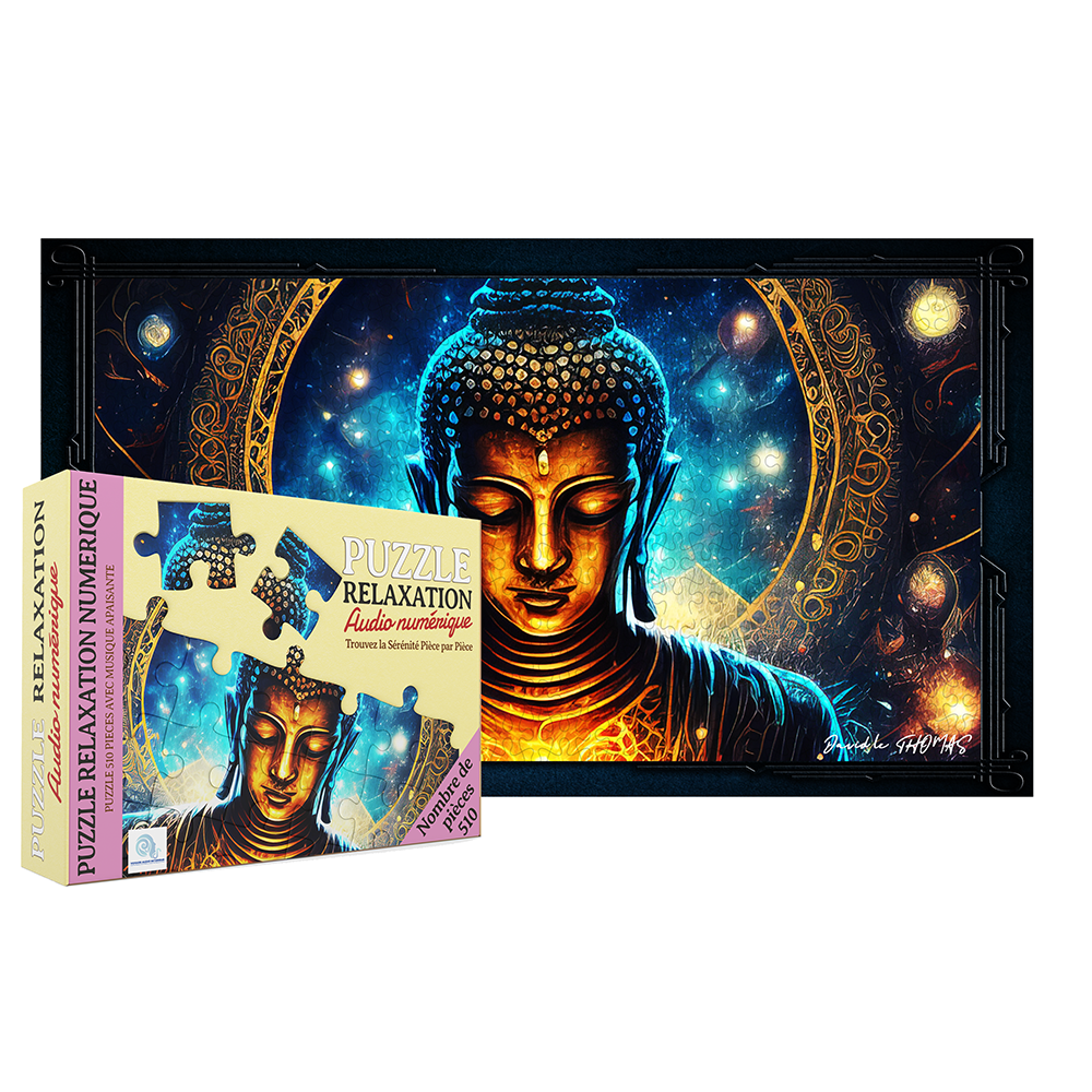 PACK + PHOTO PUZZLE BUDDHA GOLD 1000X1000