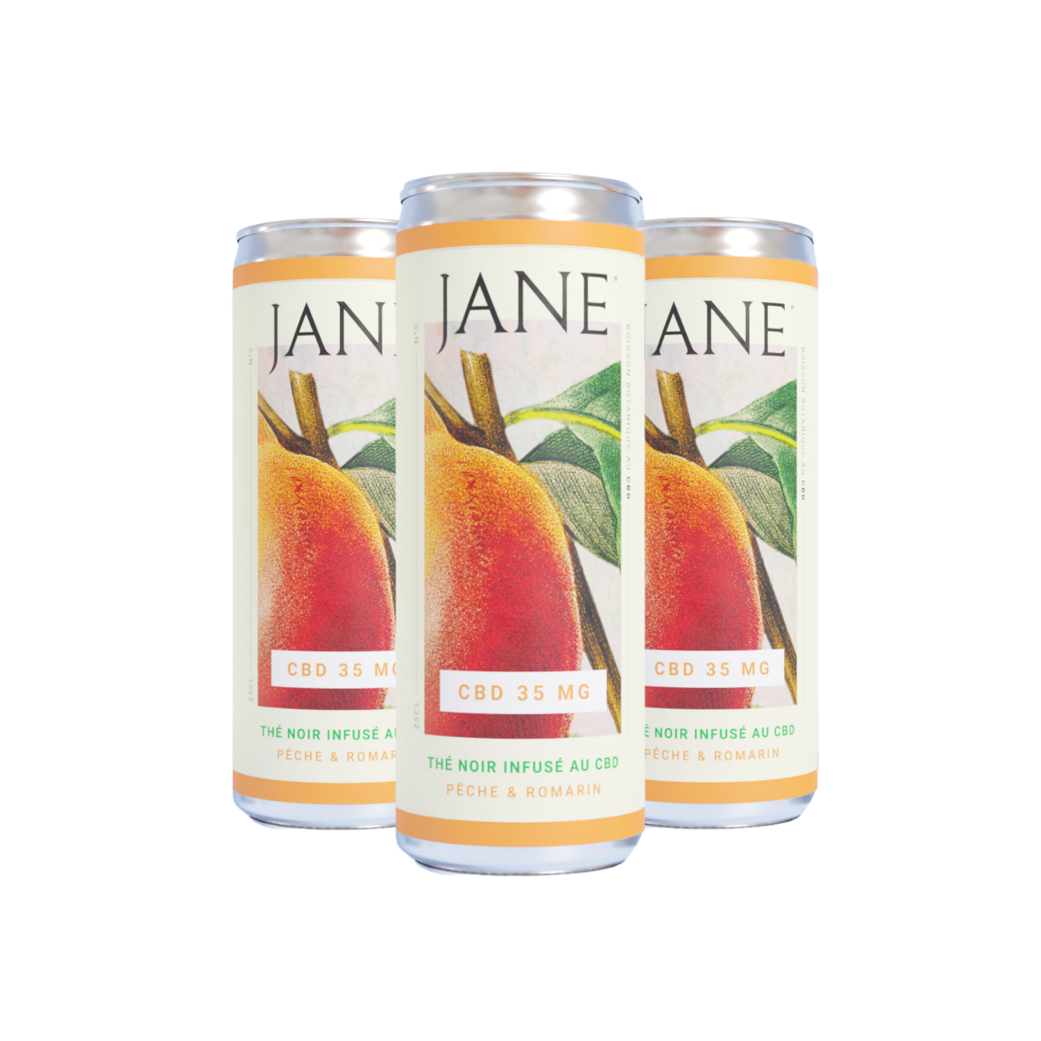 Thé vert infusé au CBD Pêche et Romarin 25cl Jane