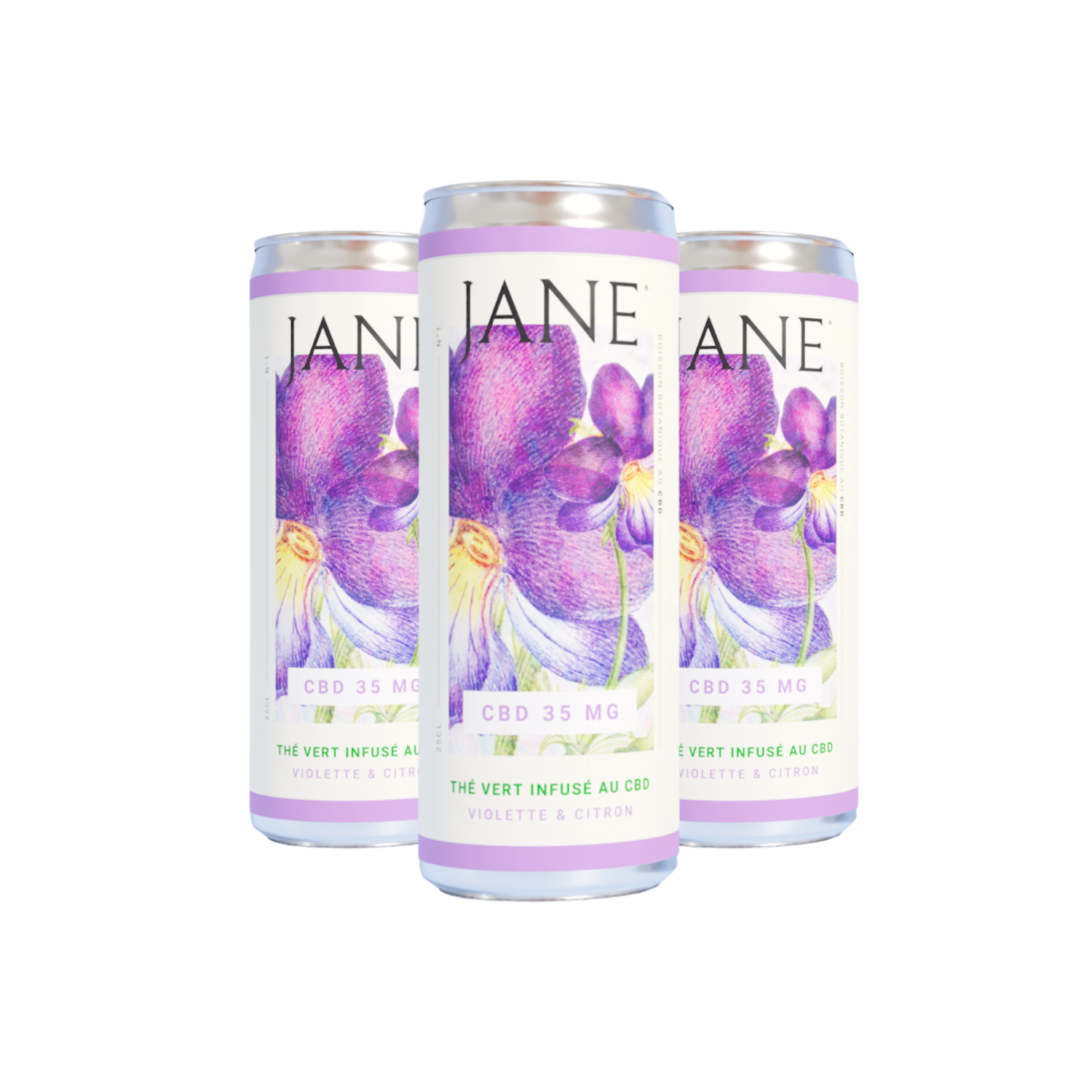 Thé vert infusé au CBD Jane Violette et Citron 25cl Jane