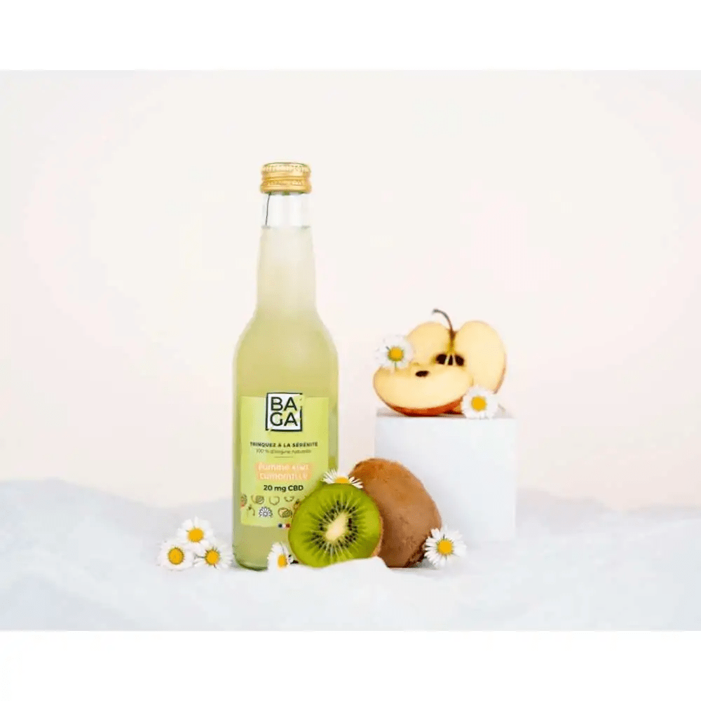 Boisson au CBD Pomme Kiwi et Camomille BAGA 33cl