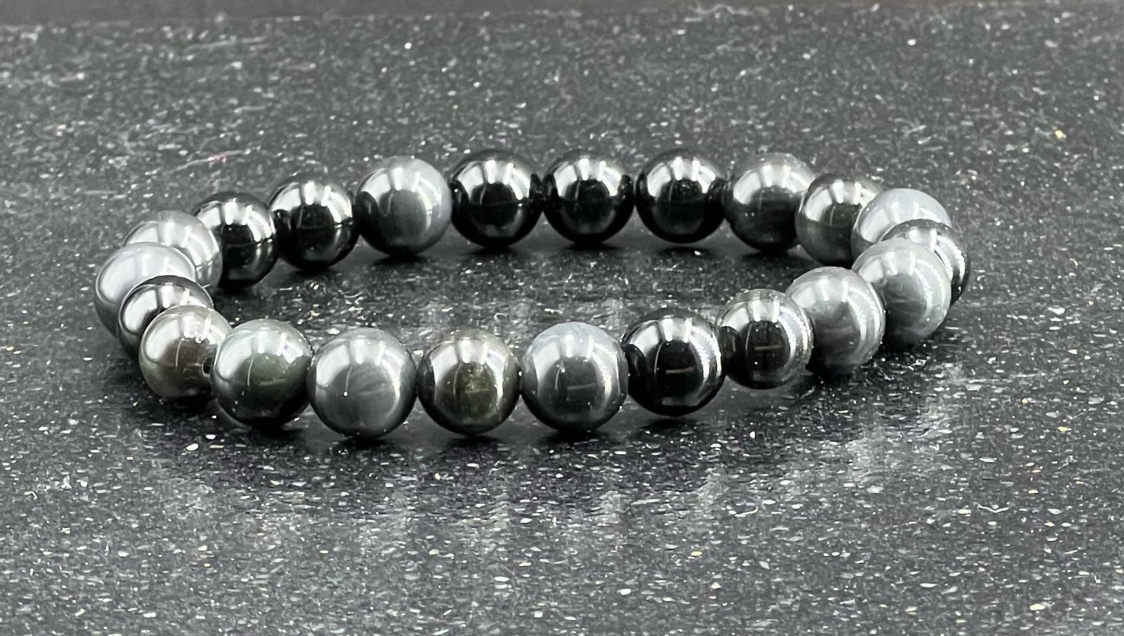 BRACELET OBSIDIENNE OEIL CELESTE 8MM LES PIERRES DE KYRIA (1)