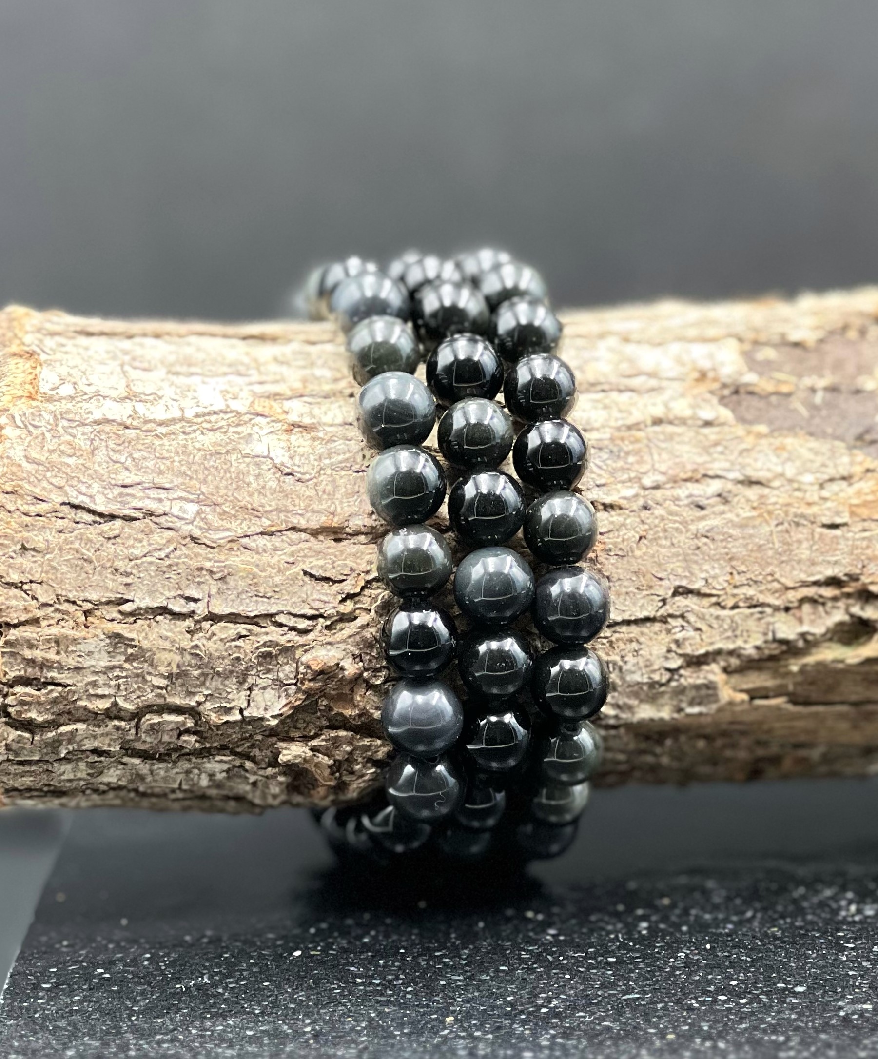 BRACELET OBSIDIENNE OEIL CELESTE 8MM LES PIERRES DE KYRIA (2)