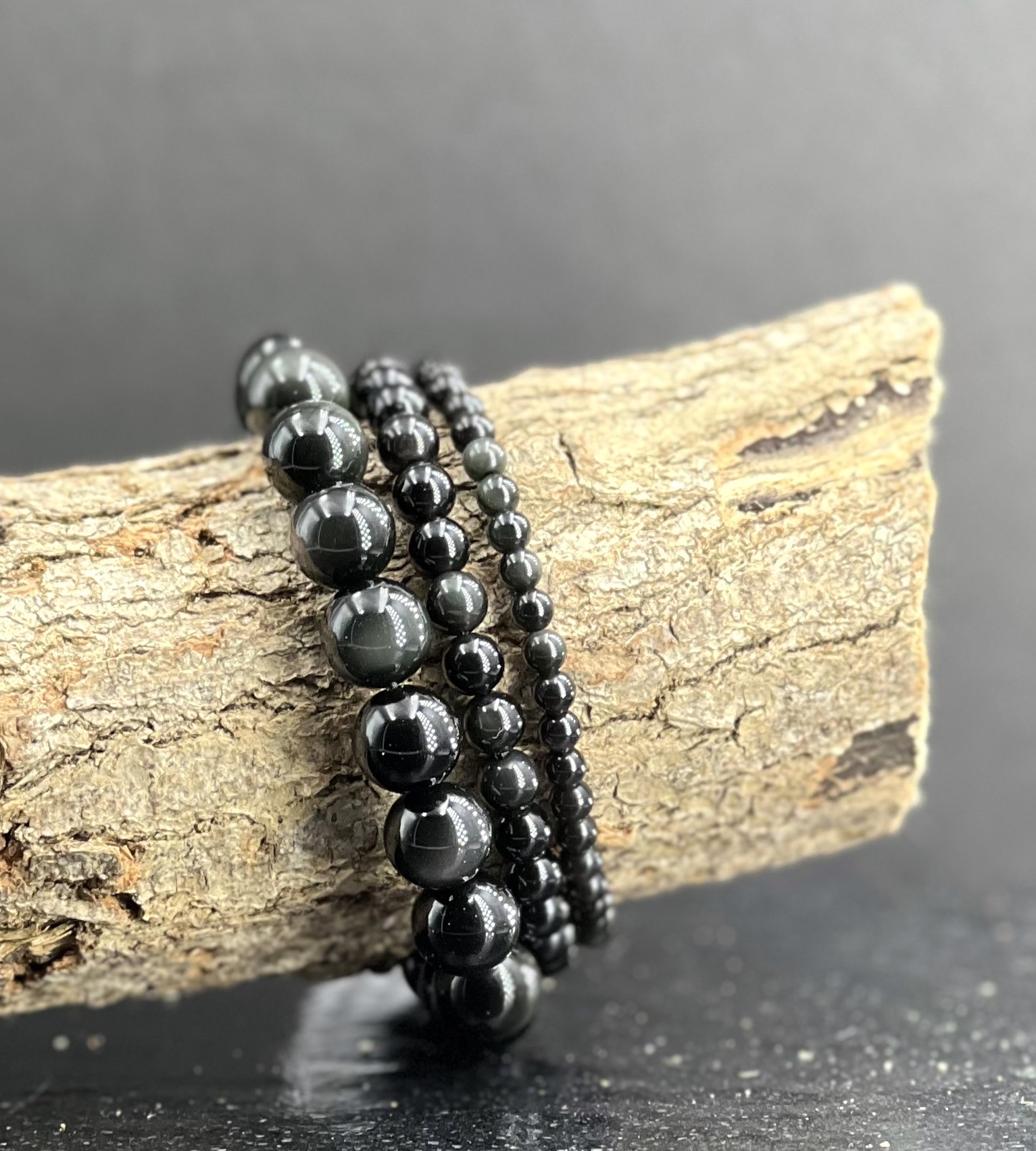 BRACELET OBSIDIENNE OEIL CELESTE 6MM LES PIERRES DE KYRIA (2)