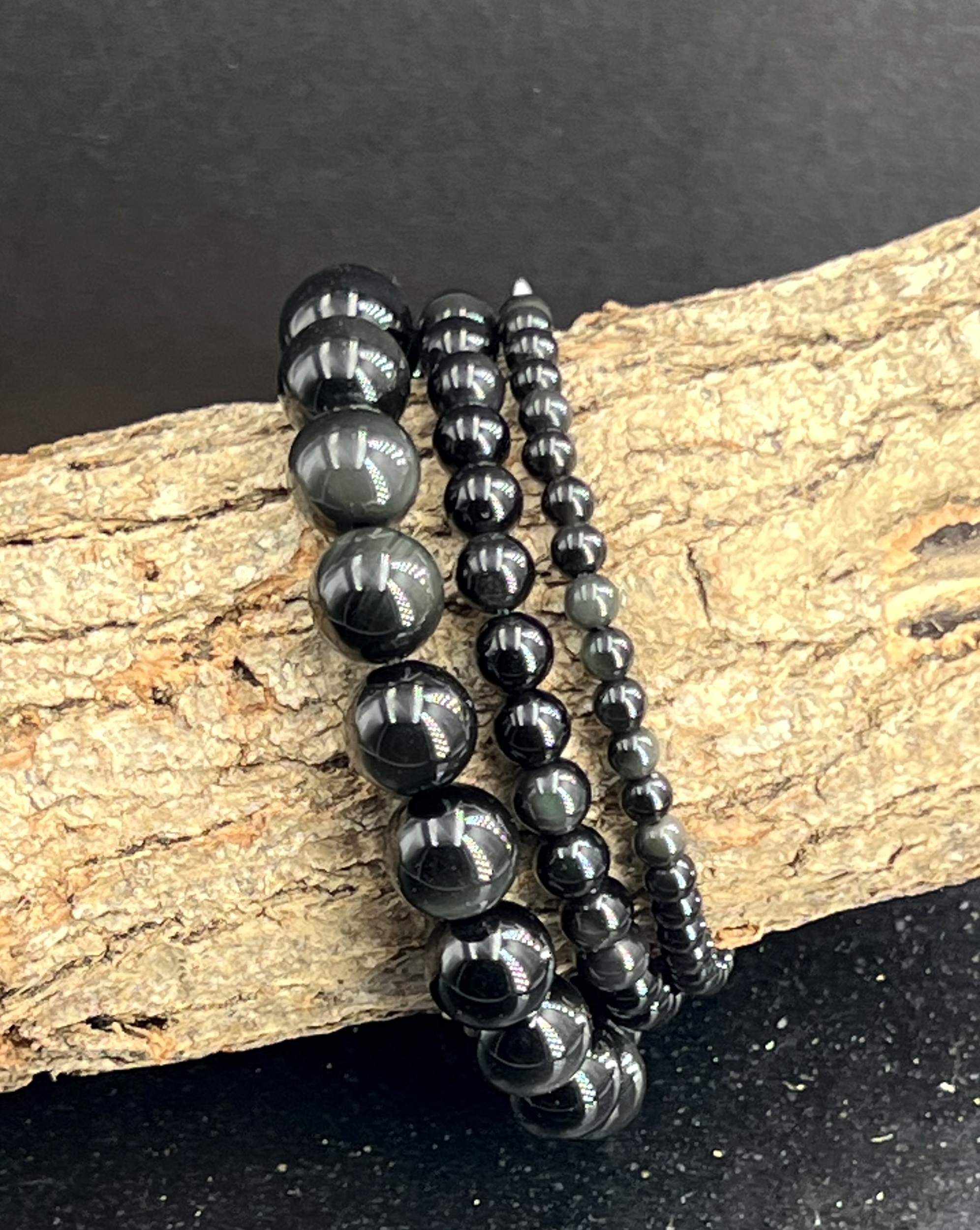 BRACELET OBSIDIENNE OEIL CELESTE 6MM LES PIERRES DE KYRIA (1)