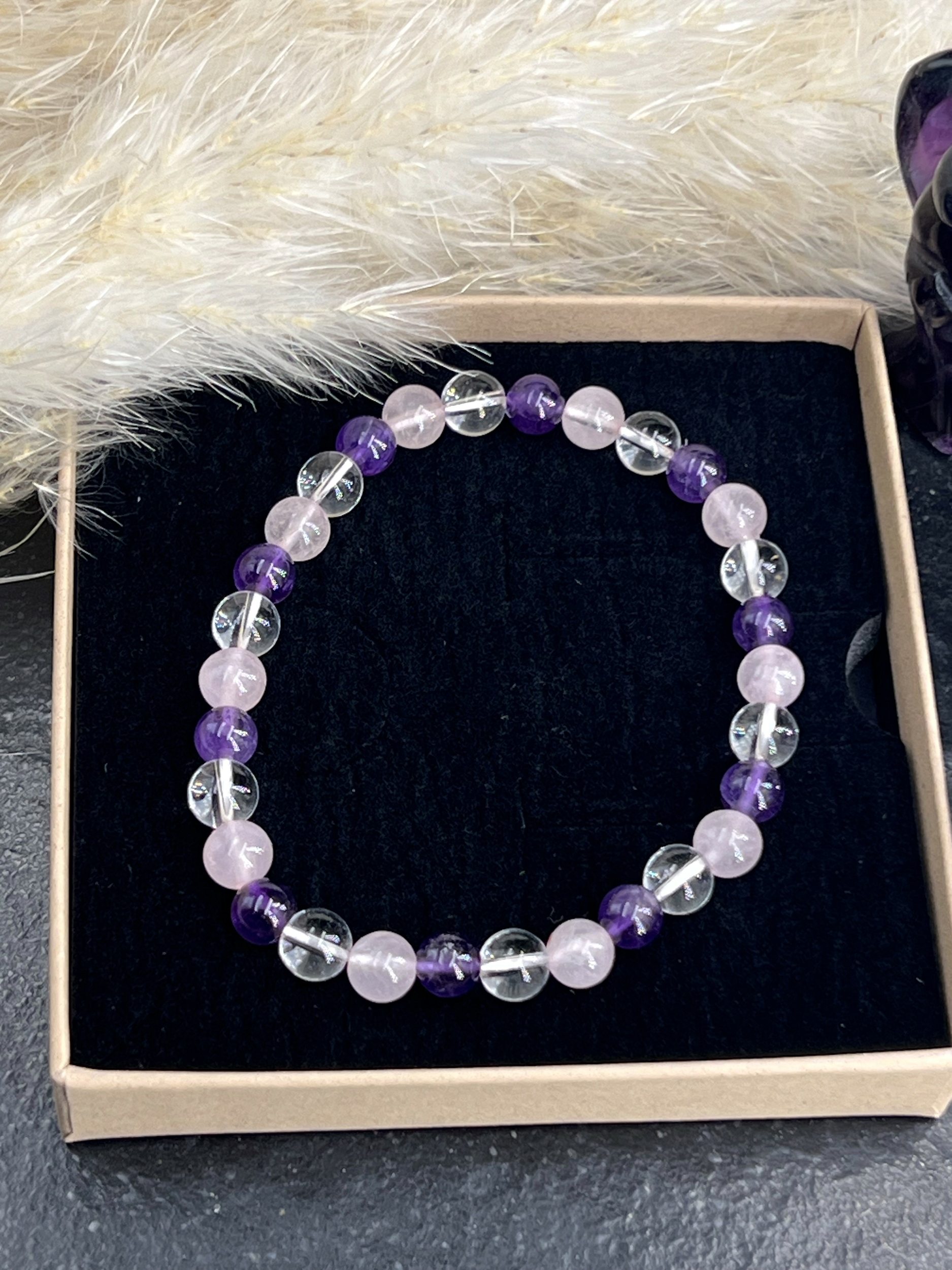BRACELET ANTI STRESS AMETHYSTE QUARTZ ROSE CRISTAL DE ROCHE (3)