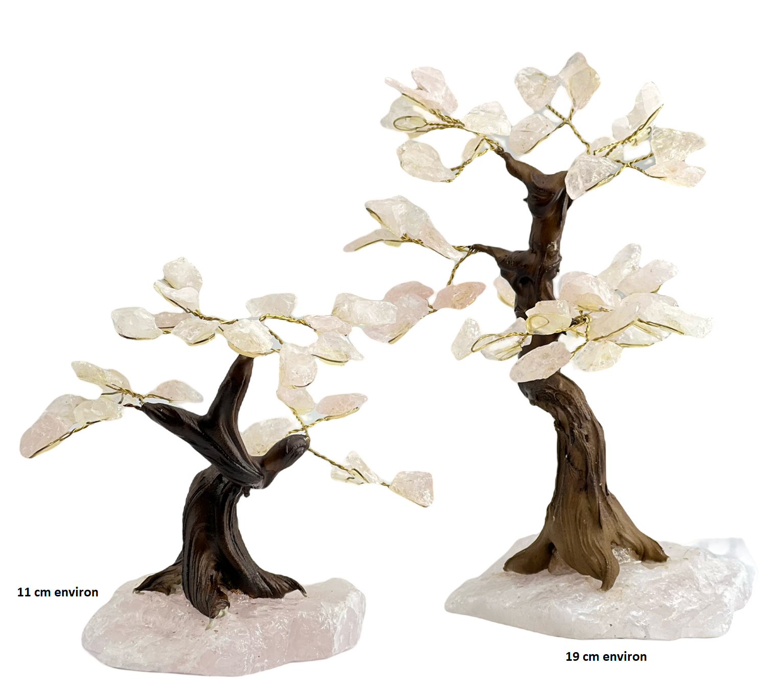 BONSAI QUARTZ ROSE LES PIERRES DE KYRIA 11cm et 19cm