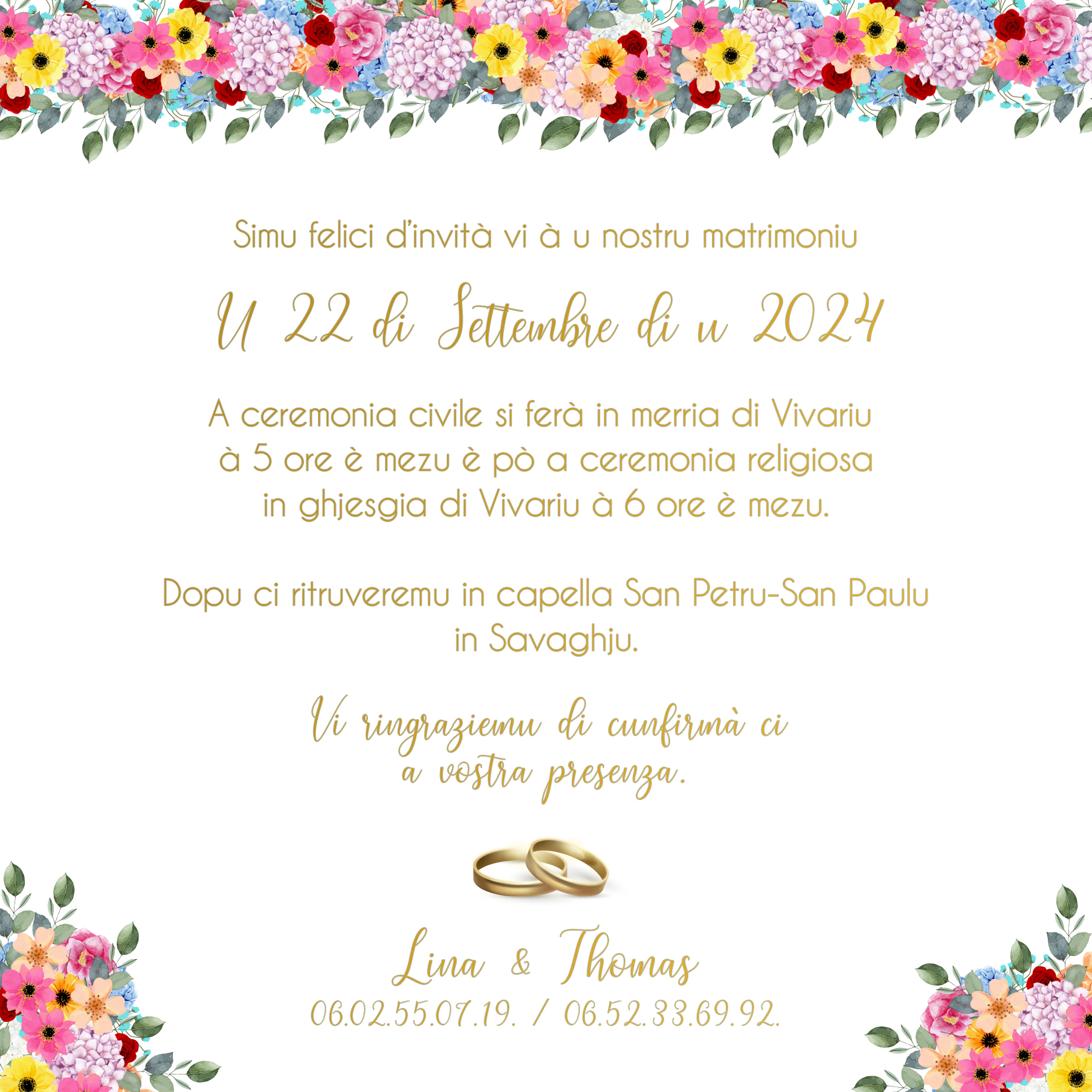 FP mariage arche + fleurs colorées + couple verso