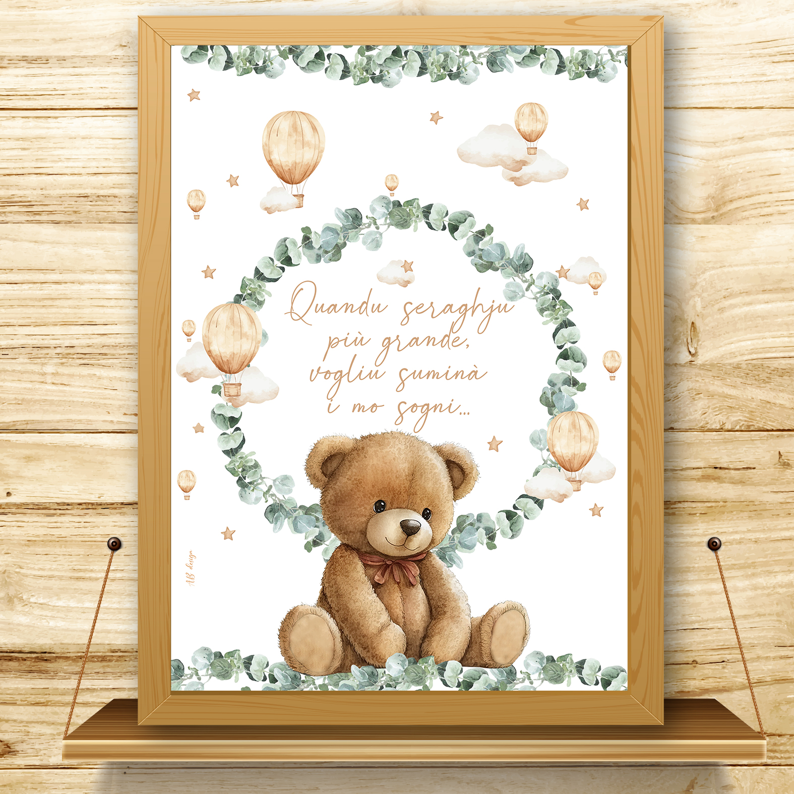 présentation affiche naissance nounours eucalyptus