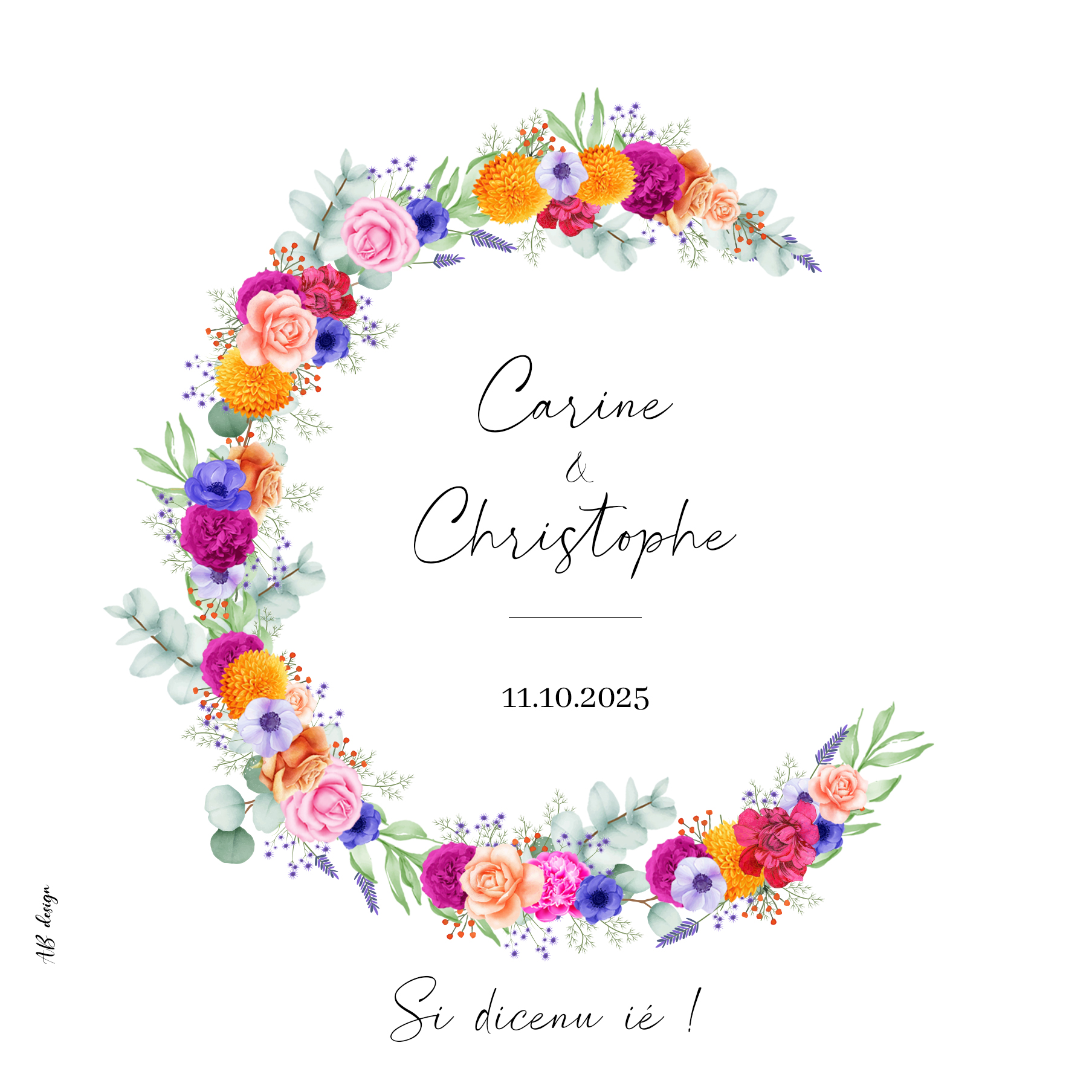 fp mariage demi couronne fleurs colorées recto