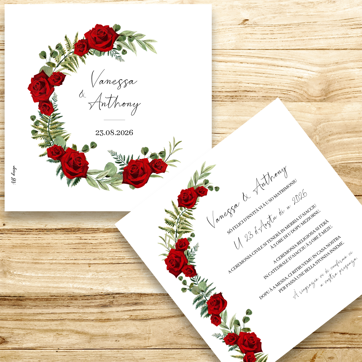 présentation fp mariage couronne roses rouges