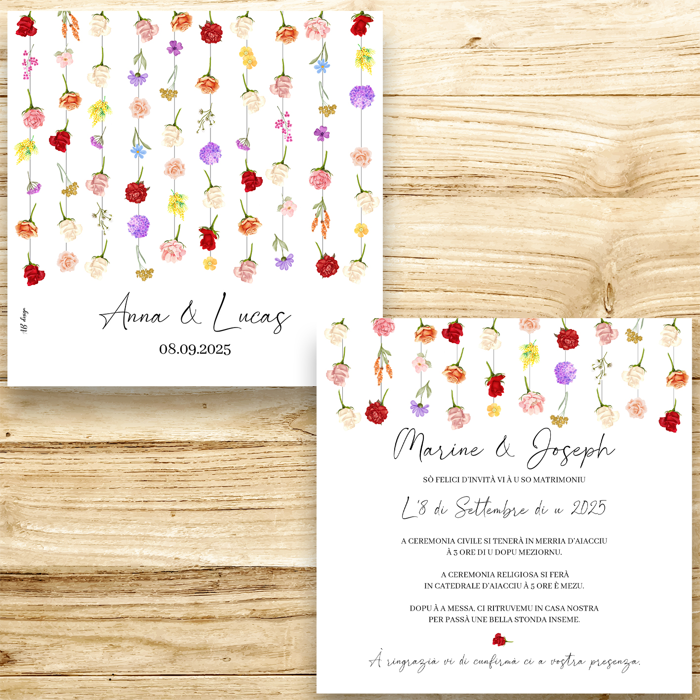 présentation FP mariage rideau fleurs suspendues