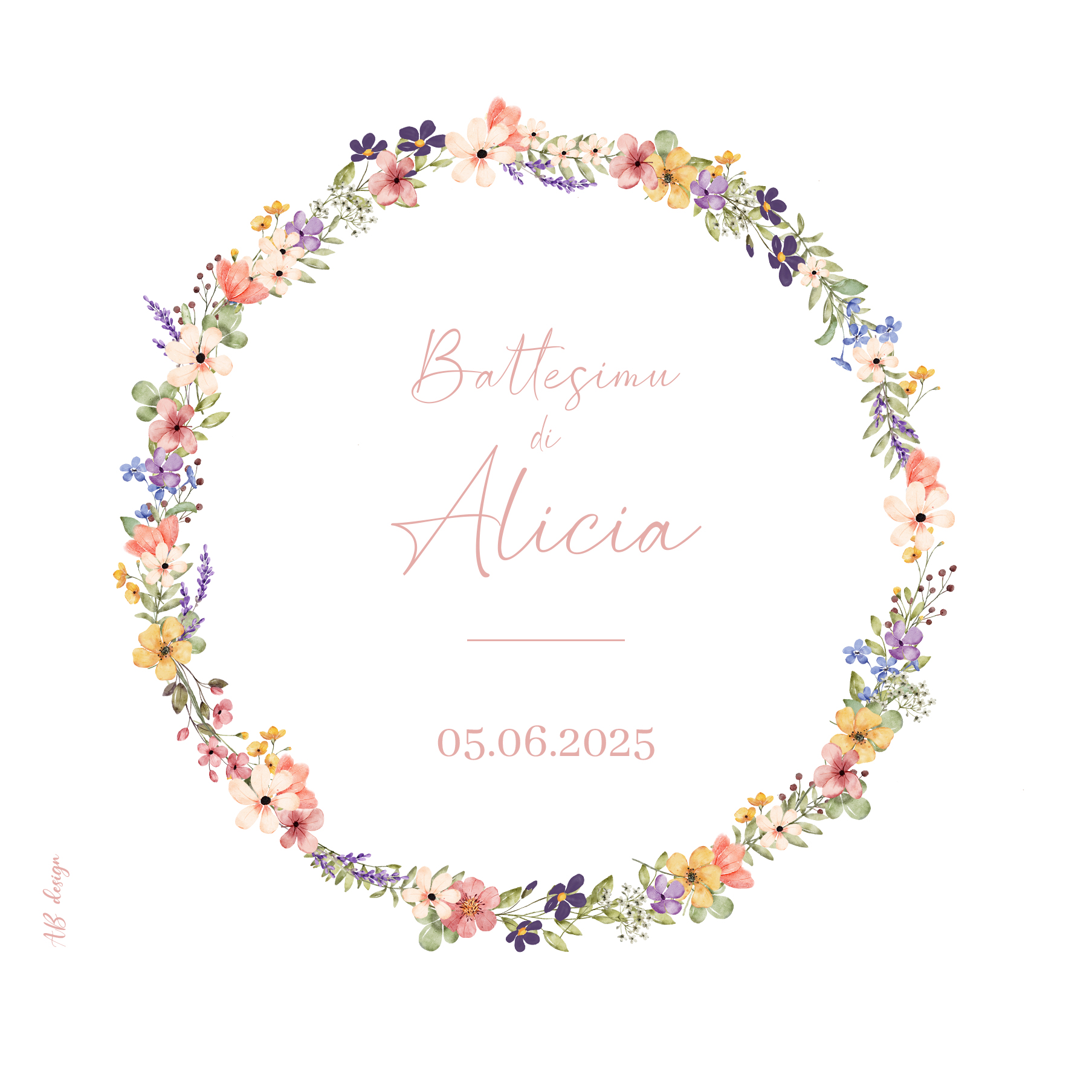 FP baptême couronne de petites fleurs colorées recto