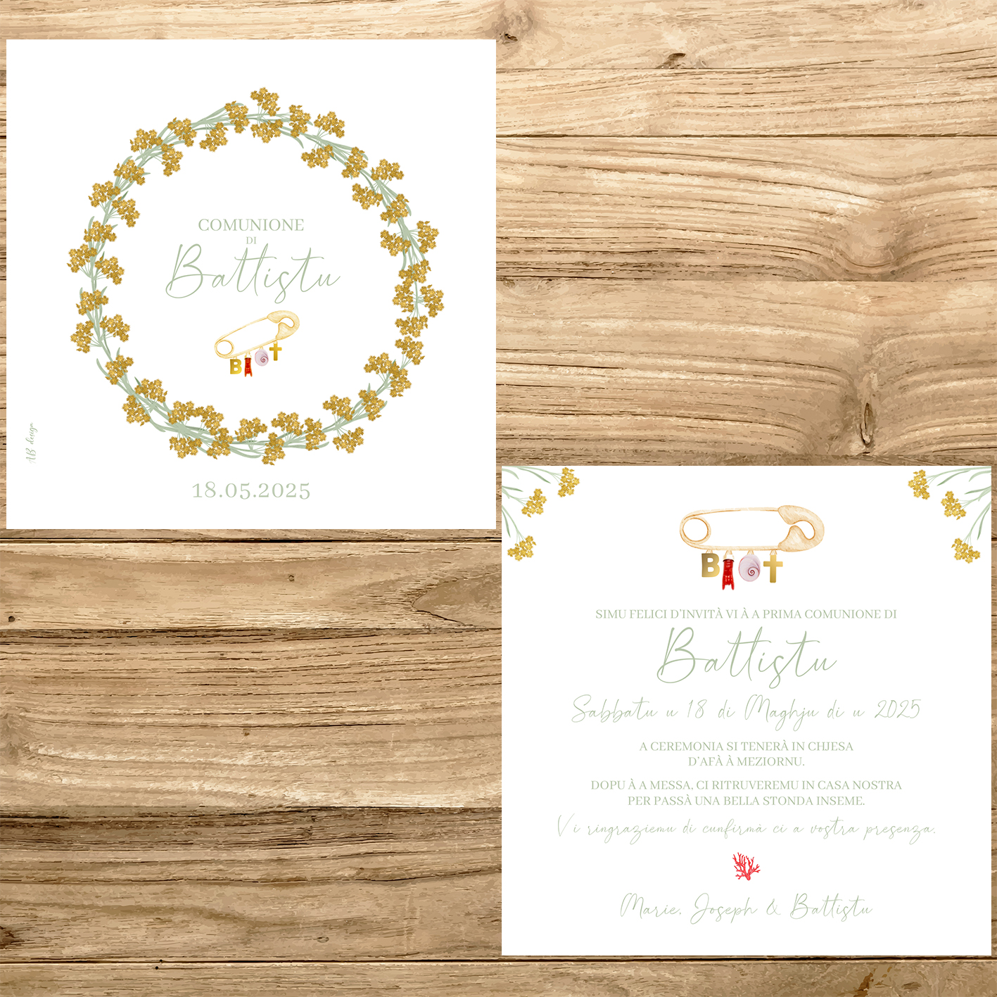 présentation fp communion couronne immortelle + épingle porte bonheur
