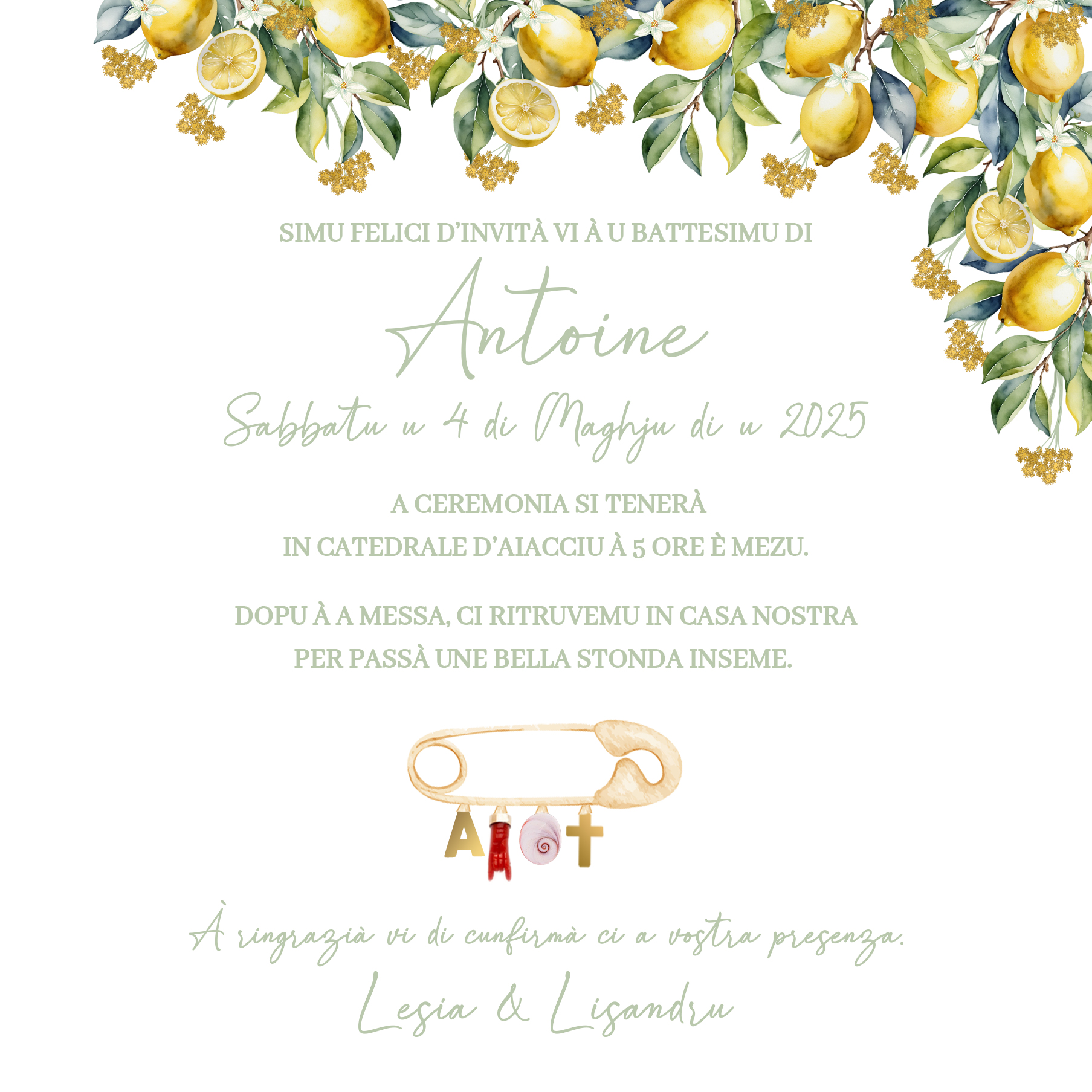 fp bapteme couronne citrons immortelle + broche porte-bonheur verso