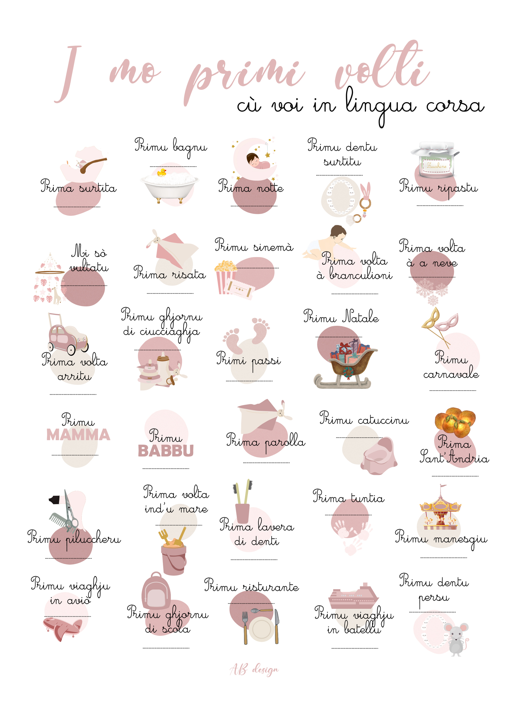 affiche i mo primi volti rose A3 assortie abécédaire et chiffrier