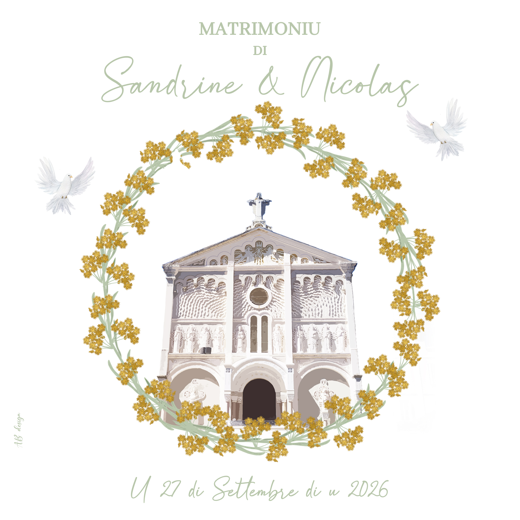 FP mariage couronne immortelle église sacré coeur recto