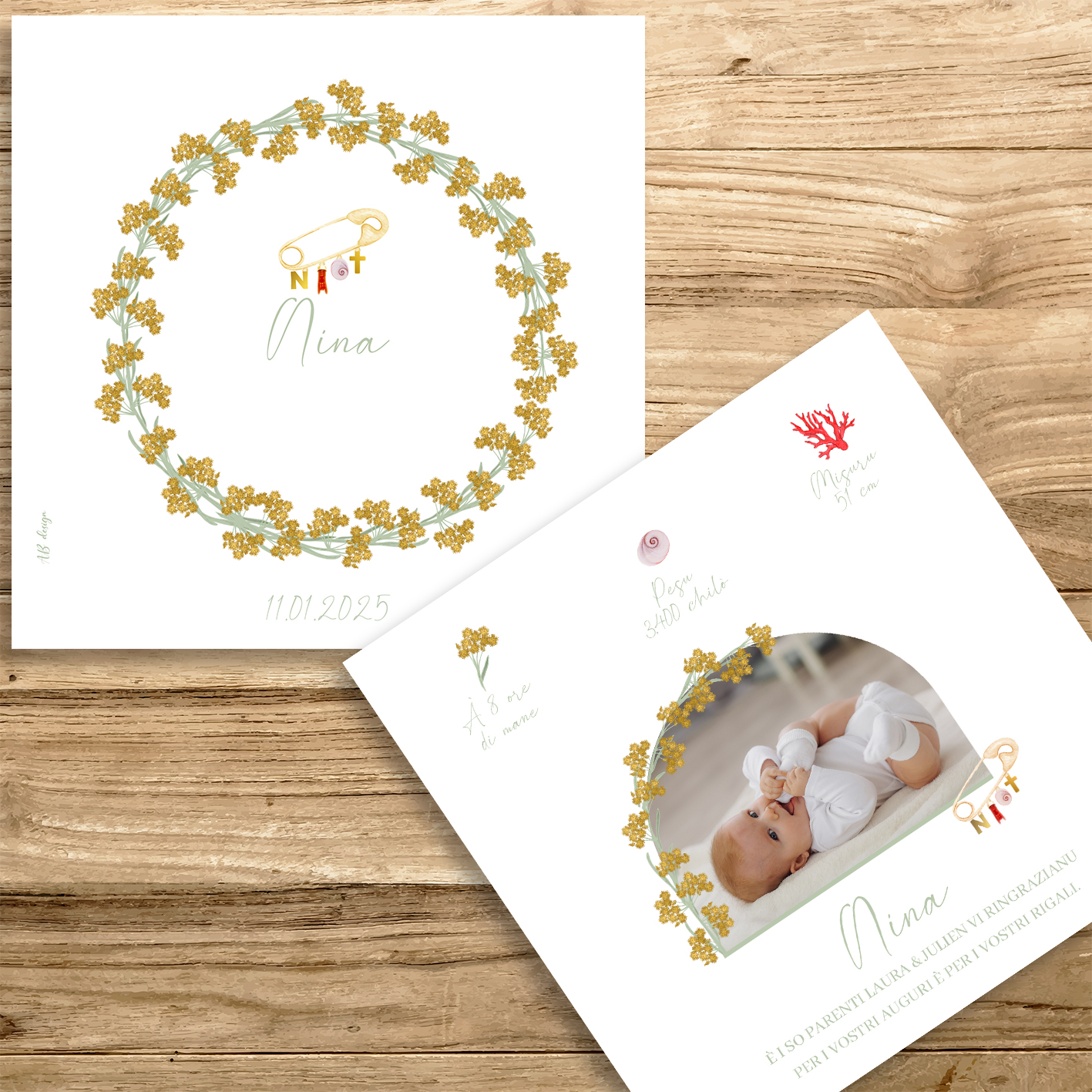 présentation fp naissance couronne immortelle + épingle porte bonheur