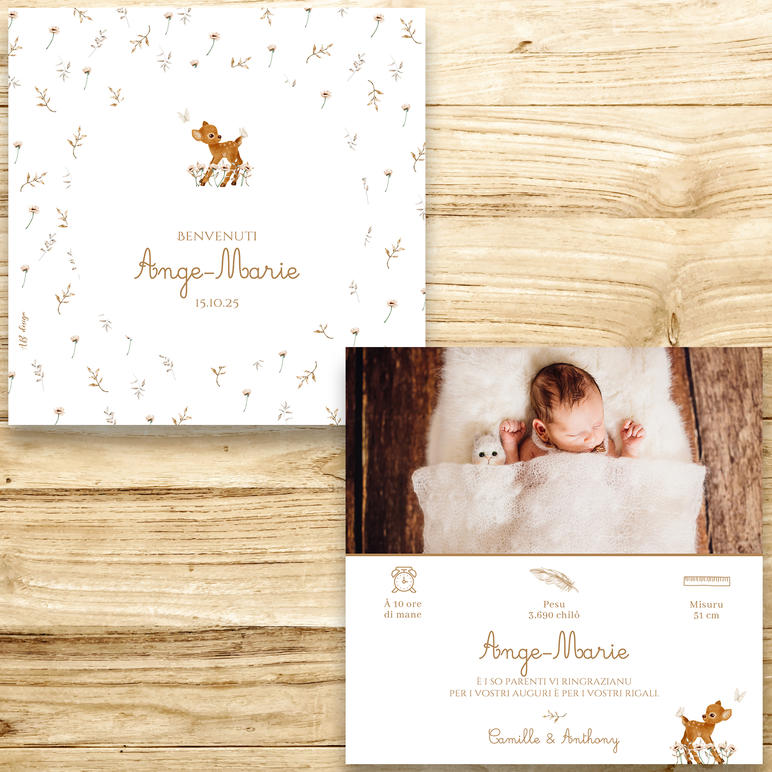 présentation FP naissance petite biche fond fleurs sauvages
