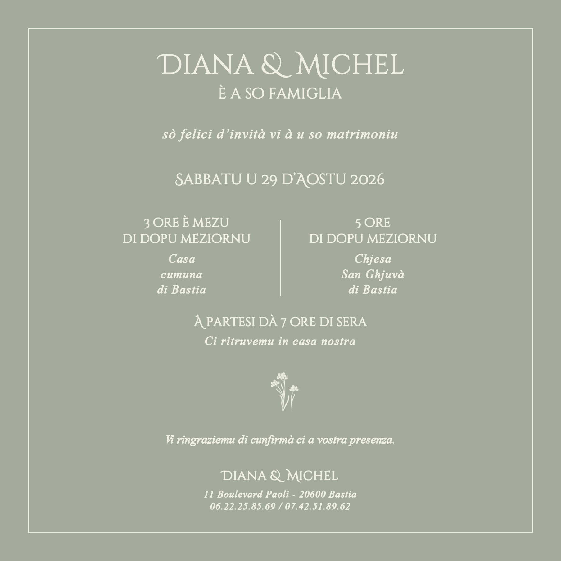 FP mariage initiales pantone vert sauge verso