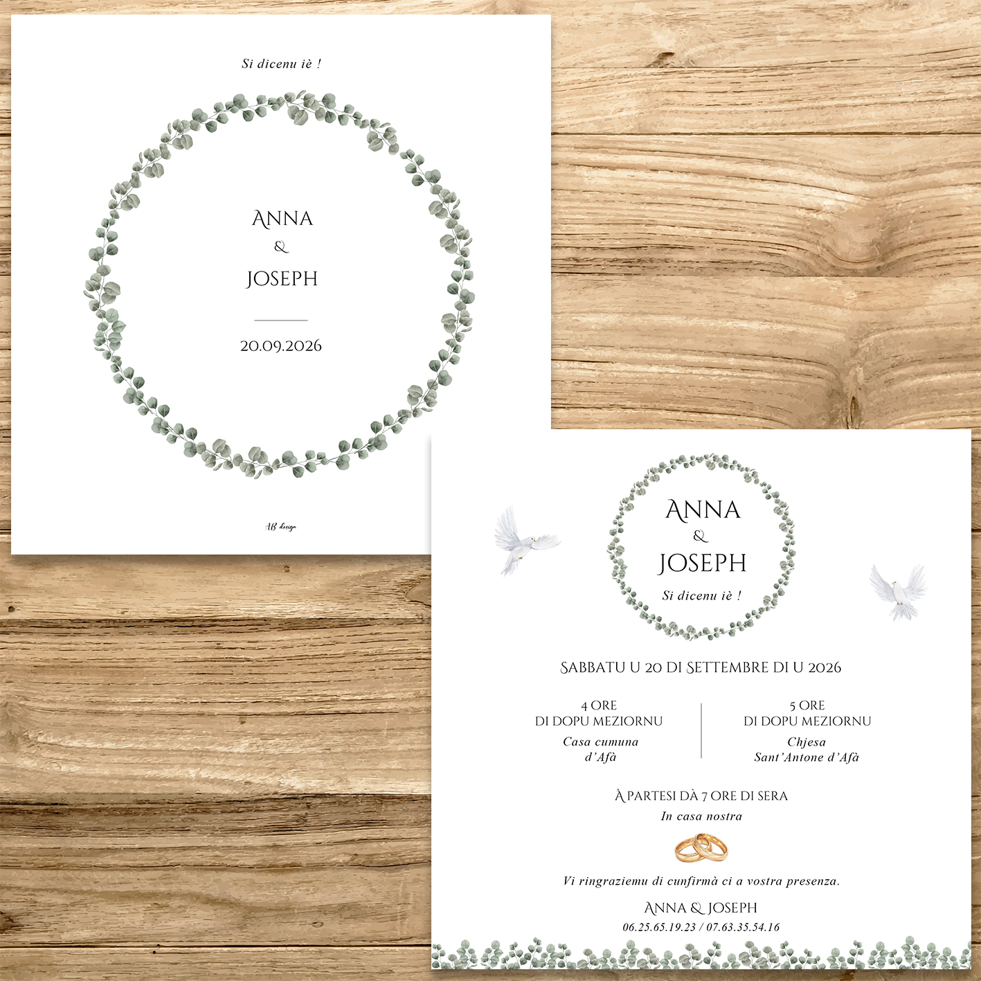 présentation FP mariage couronne eucalyptus fine vert sauge