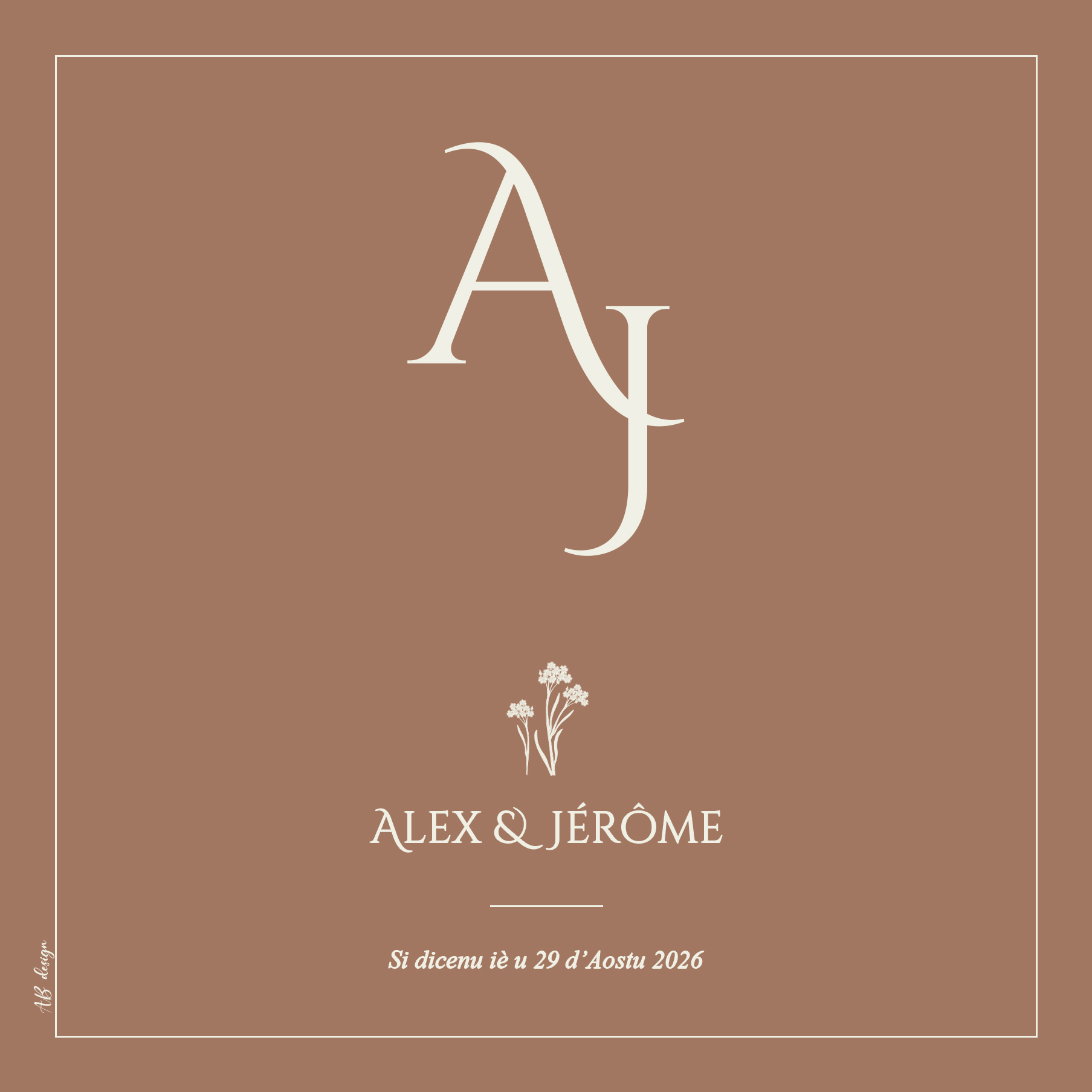 FP mariage initiales pantone mocha mousse recto