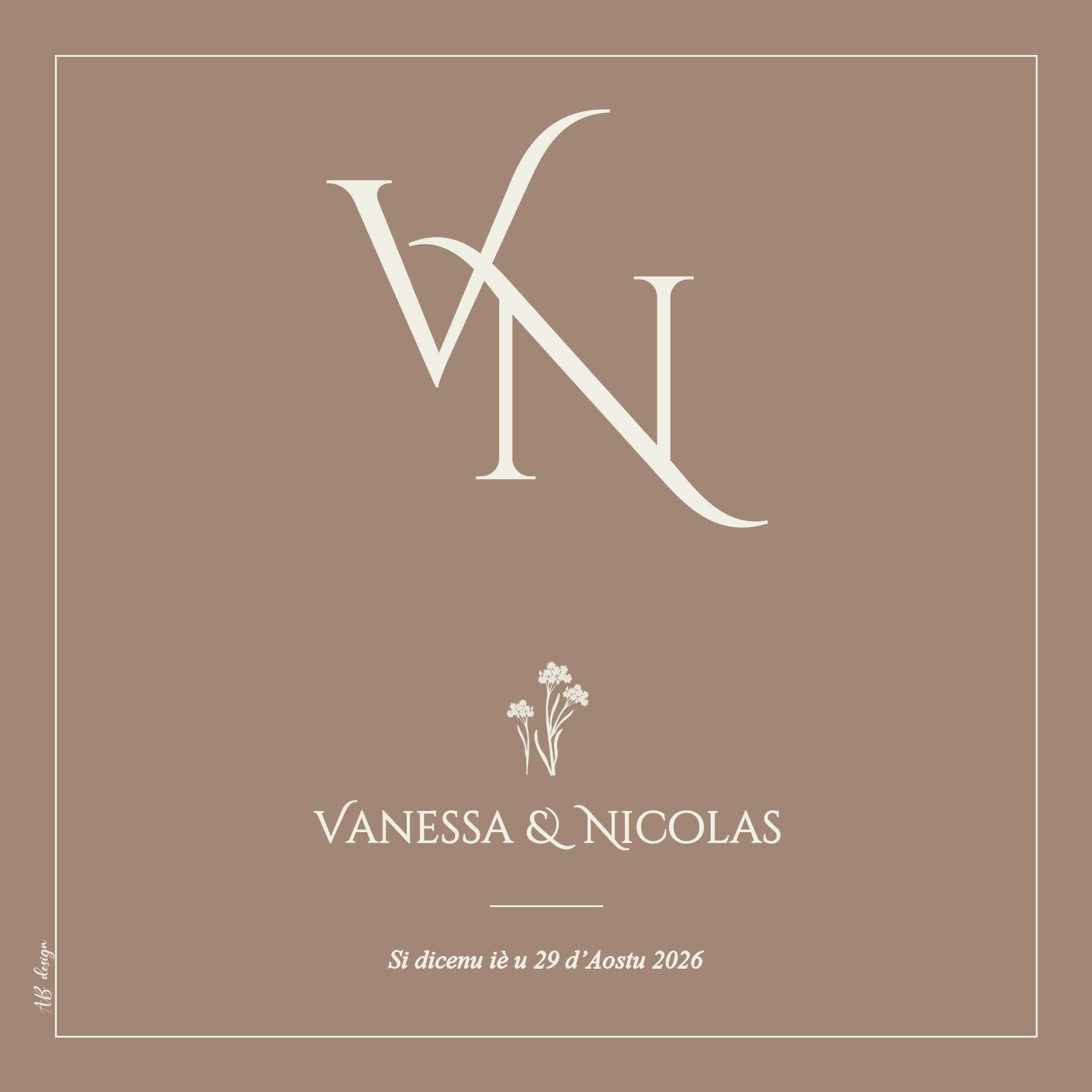 FP mariage initiales pantone taupe recto