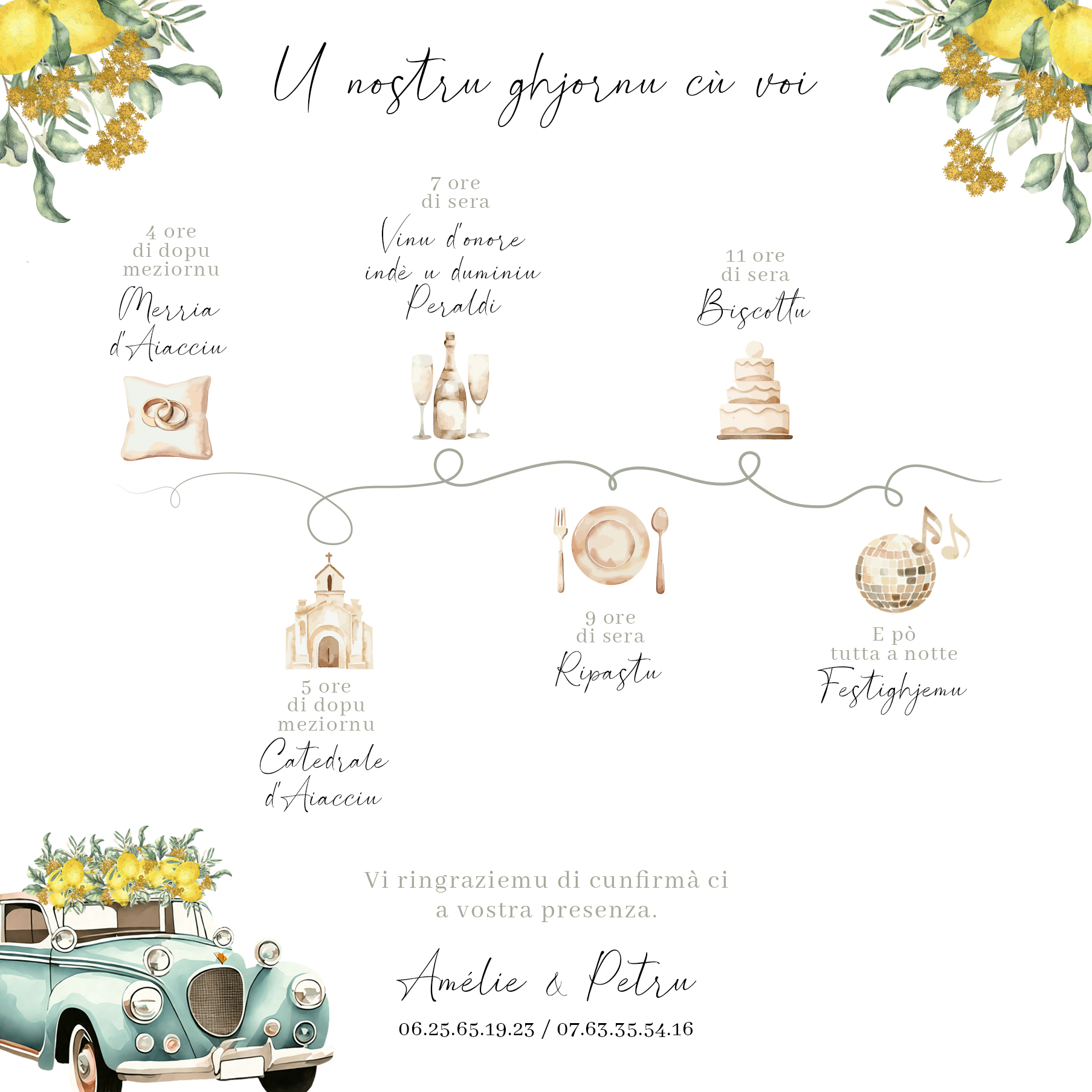FP mariage Couronne citron immortelle olivier + voiture verso