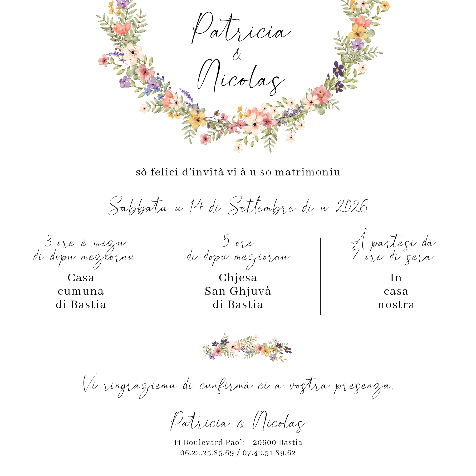 FP mariage couronne fleurs colorées pastel + coussin alliances verso
