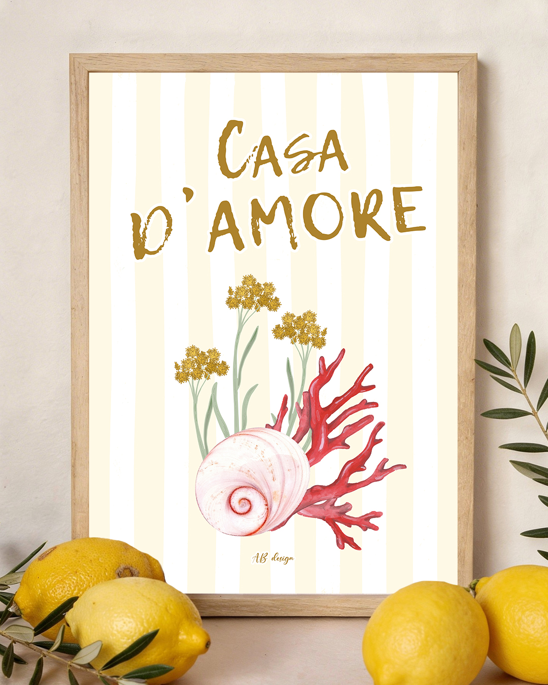 présentation cadre dolce vita épingle porte bonheur rayures rose