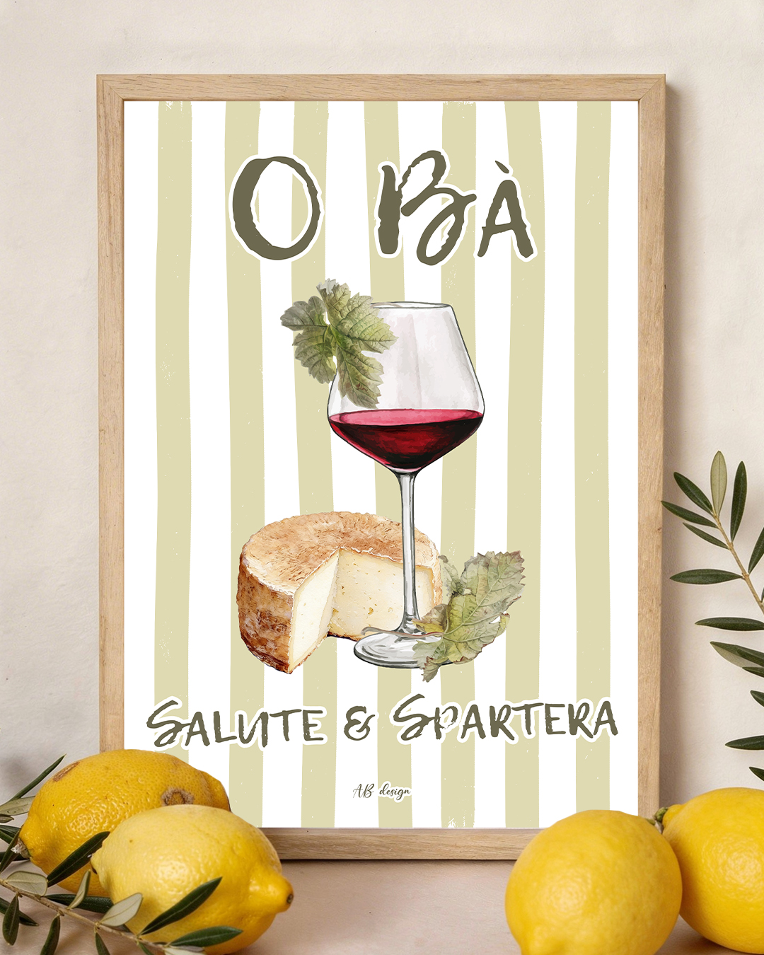 présentation cadre dolce vita o bà vin rouge et fromage rayures vertes