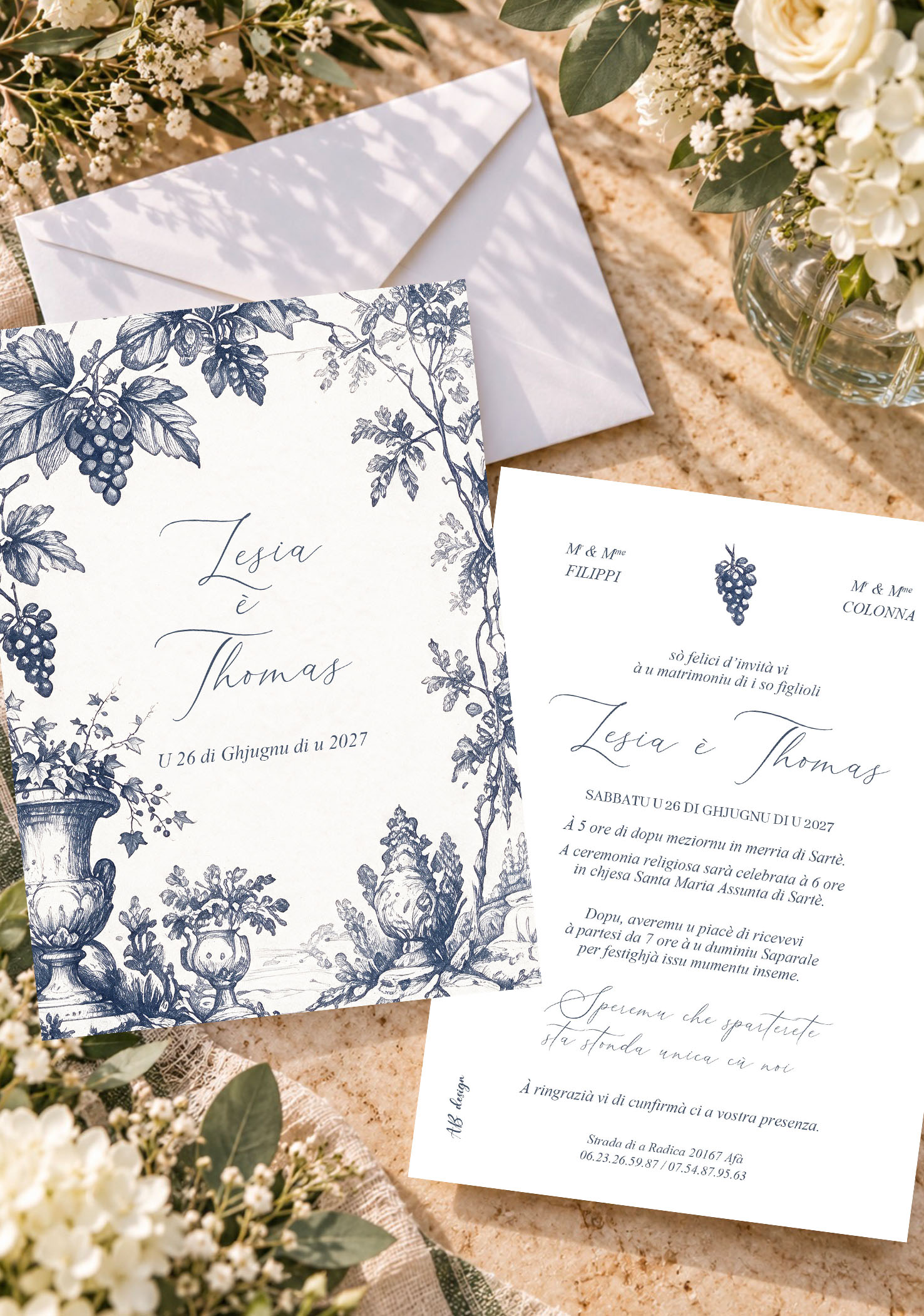 présentation FP mariage vignes bleu