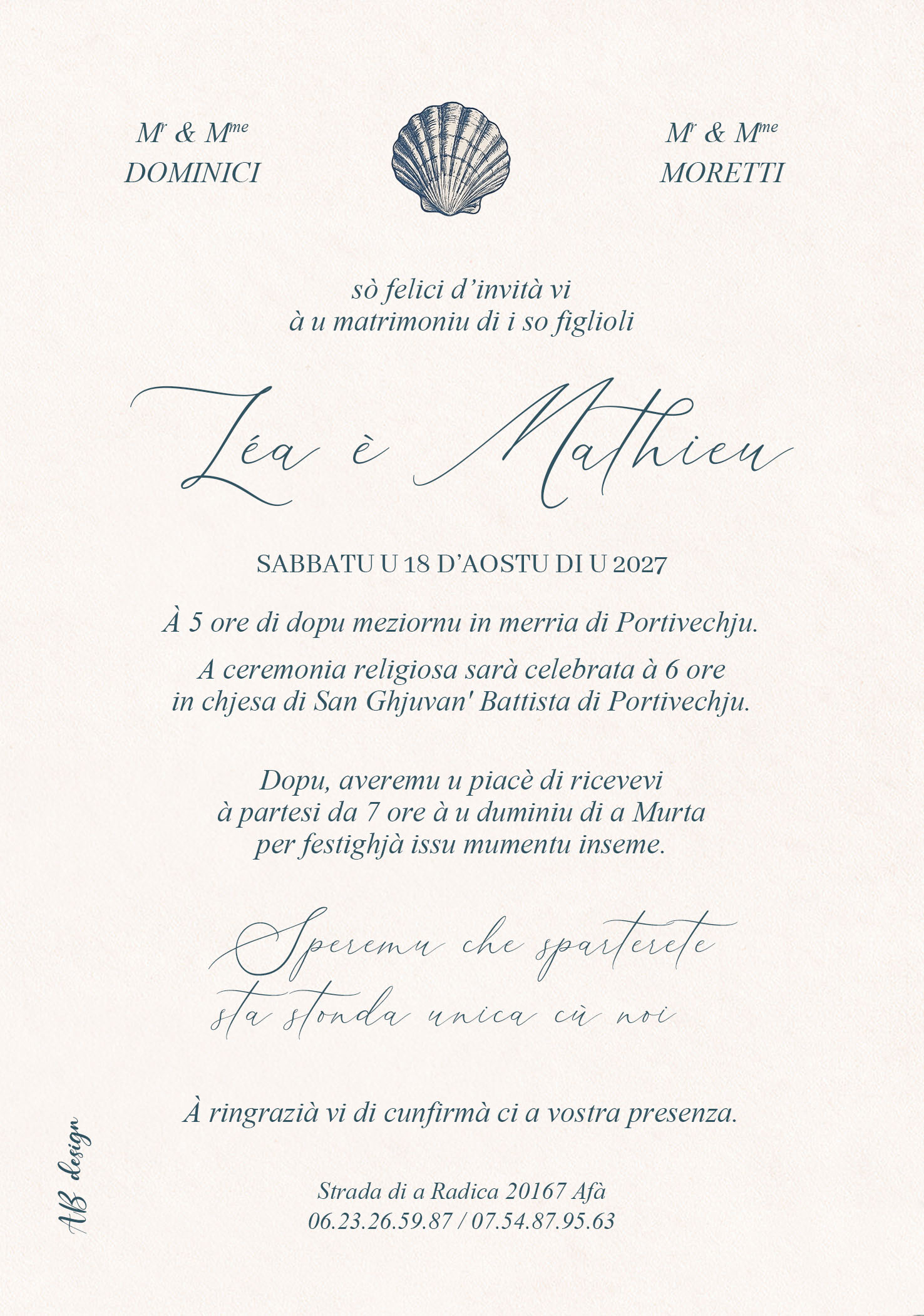 FP mariage bord de mer monochrome bleu 12,5x17,8 verso
