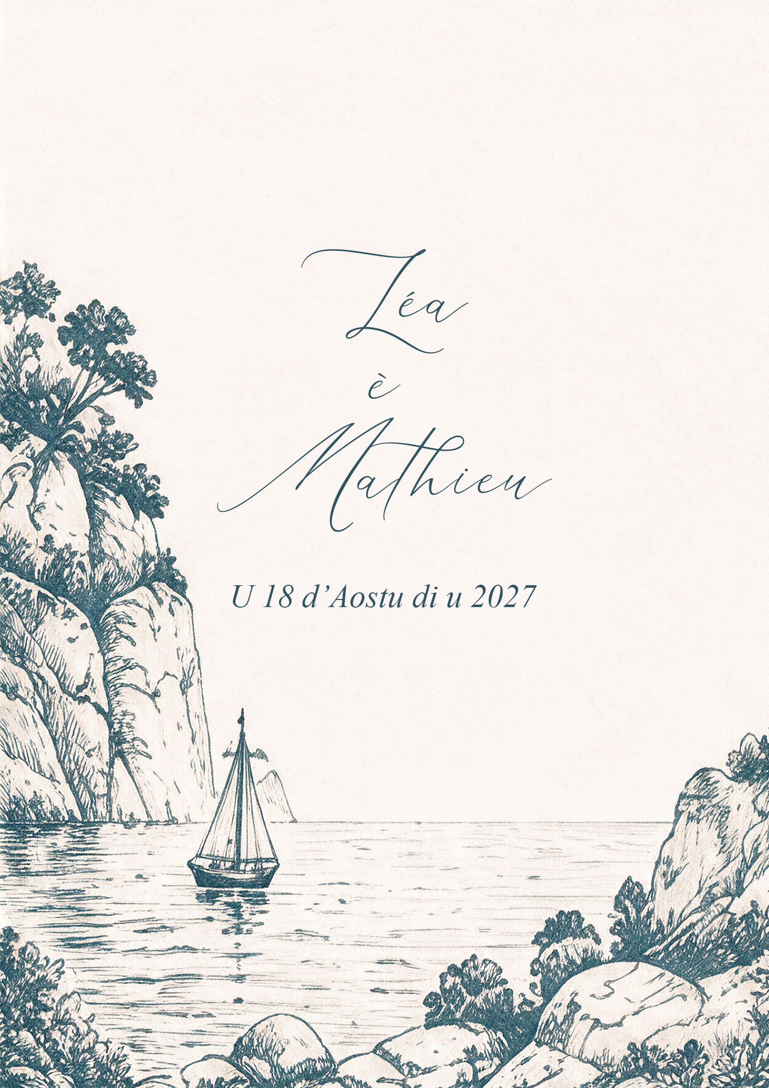 FP mariage bord de mer monochrome bleu 12,5x17,8 recto