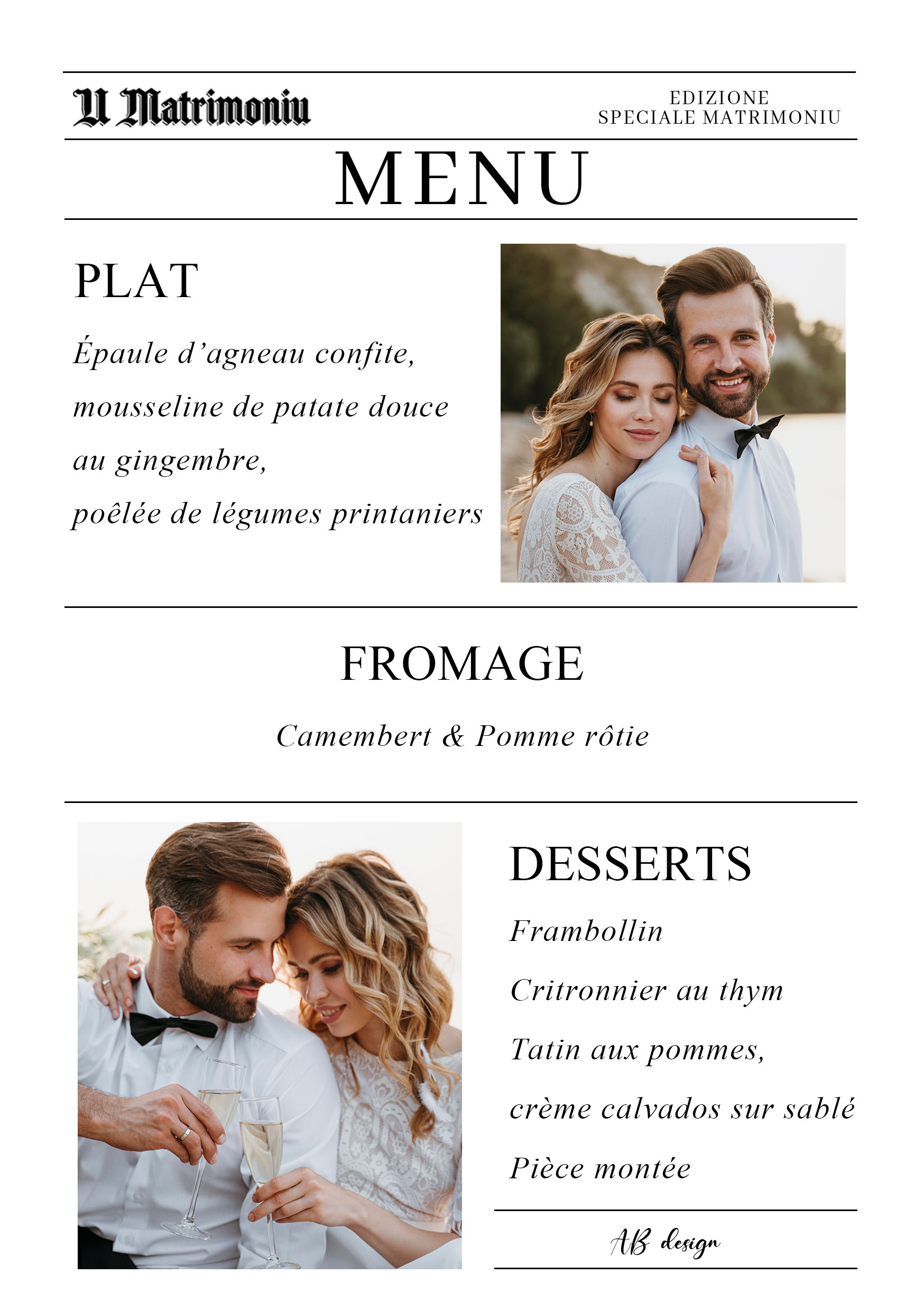 menu A5 mariage journal le monde