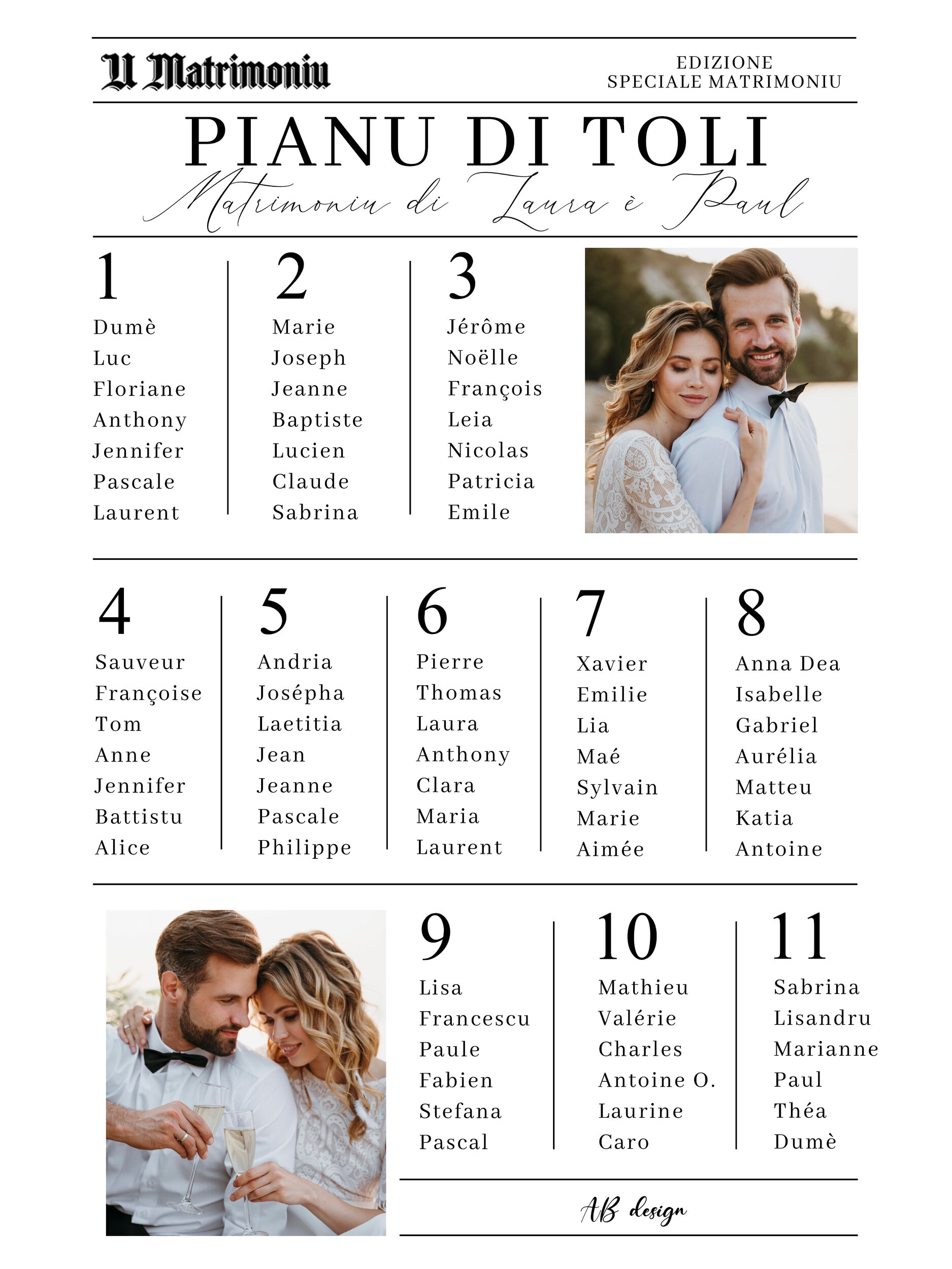 affiche 60x80 plan de tables mariage journal le monde