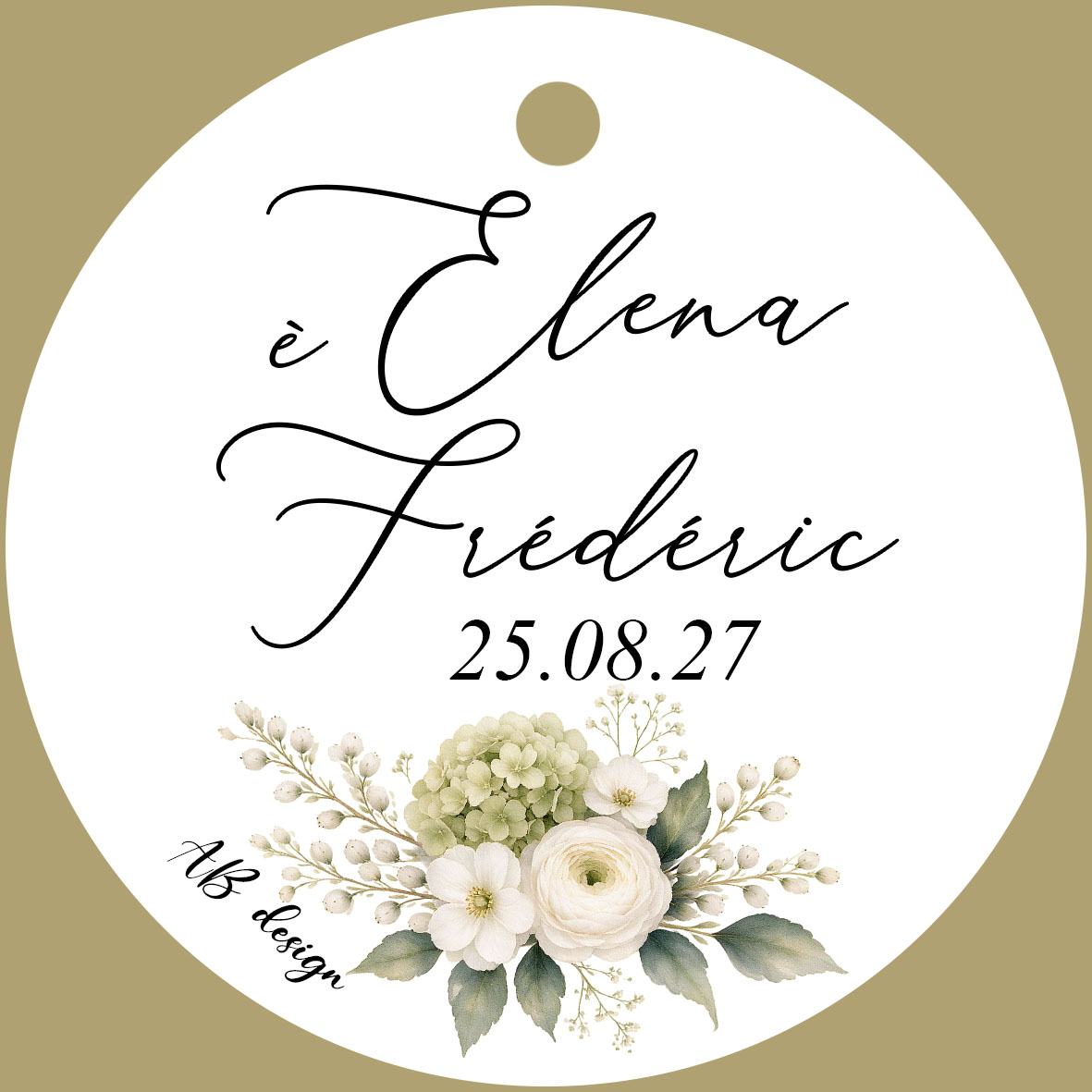éti couronne ovales fleurs vertes et blanches