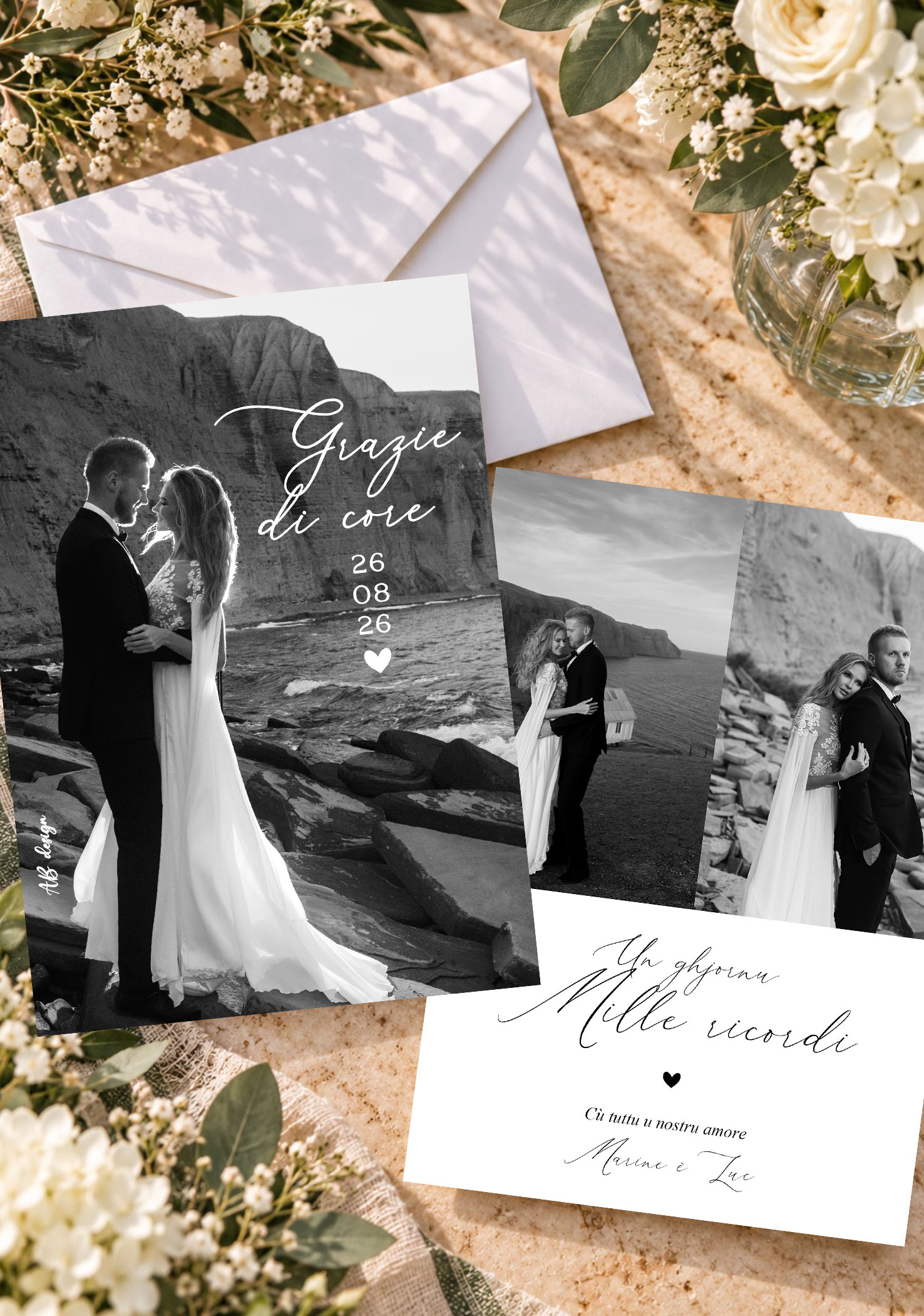 présentation FP remerciements mariage photos couple 12,5x17,8