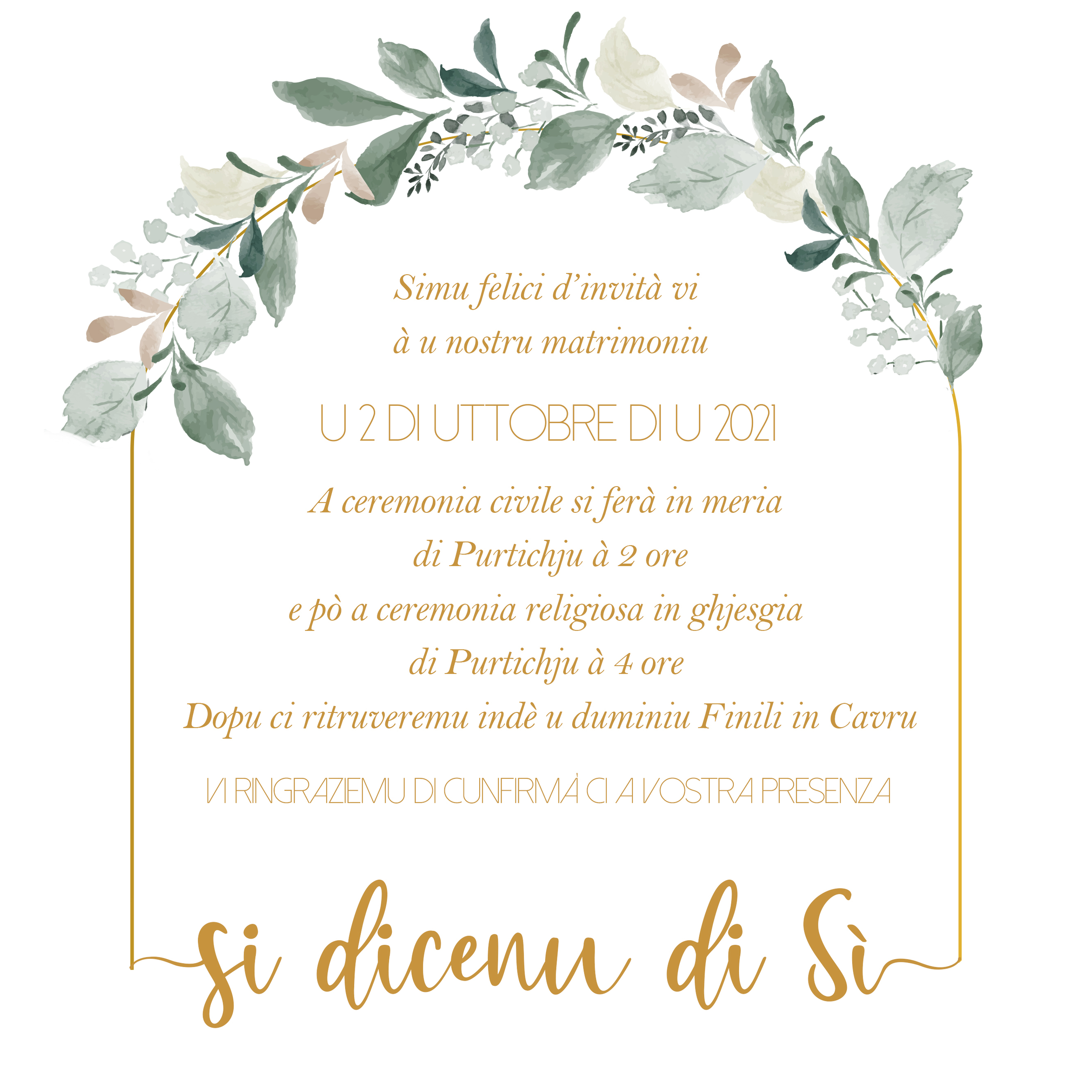 FP mariage couronne feuilles si dicenu di si verso