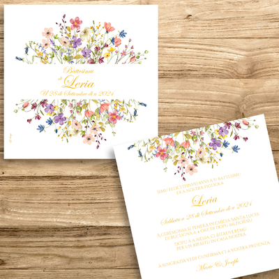 présentation FP bapteme cadre fleurs colorées