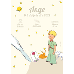 affiche naissance A4 le petit prince beige