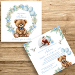 présentation fp baptême nounours couronne euca pivoine hortensia bleu