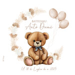 FP Baptême nounours + couronne fleurs séchées ballon beige recto