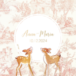 FP naissance toile de jouy rouge + biches recto