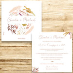 présentation faire-part mariage fleurs séchées forme ronde