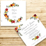 présentation fp mariage demi couronne fleurs fruits rouge jaune orange