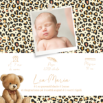 fp naissance motif léopard + couffin nounours verso