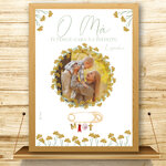 présentation affiche A4 fete des mères 1 enfant couronne immortelle + broche porte-bonheurs