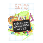 carte A5 rentrée fournitures + fond vert battistu