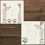 présentation FP mariage colonnes fleurs blanches hortensias roses mocha gypso fond crème